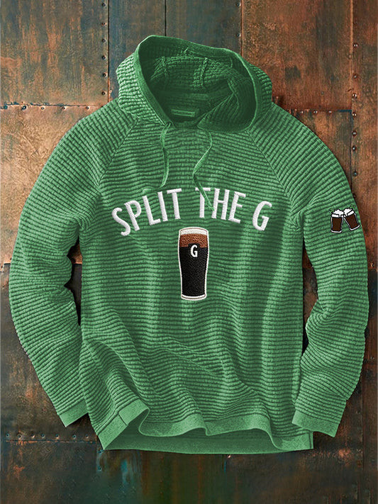 Split The G Green Hoodie St Patricks Day Outfit Funny Irish Guinness Beer Gift For Him