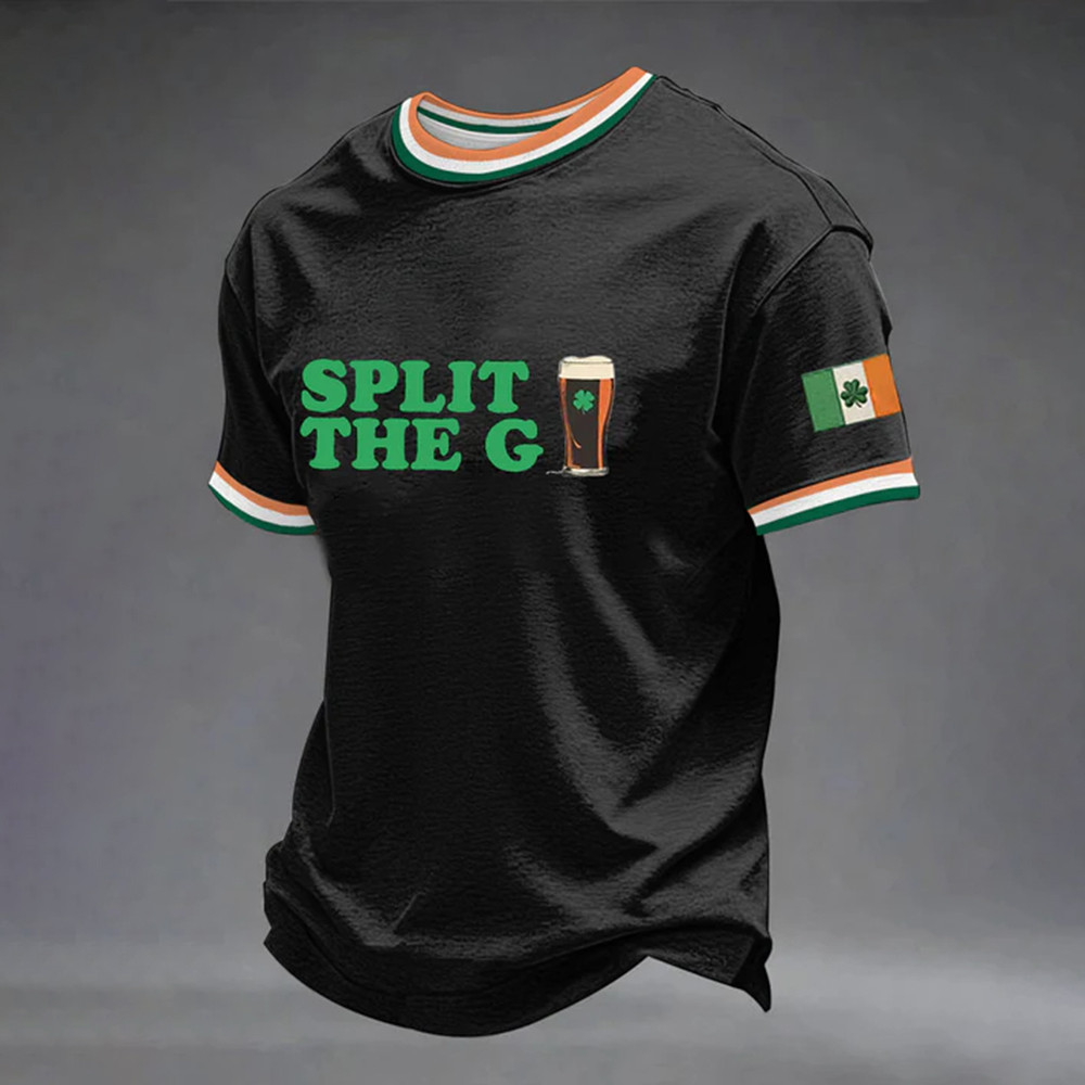 Split The G St Patricks Day T-Shirt Trio Shamrock Flag Shirt St Paddy Day Gift