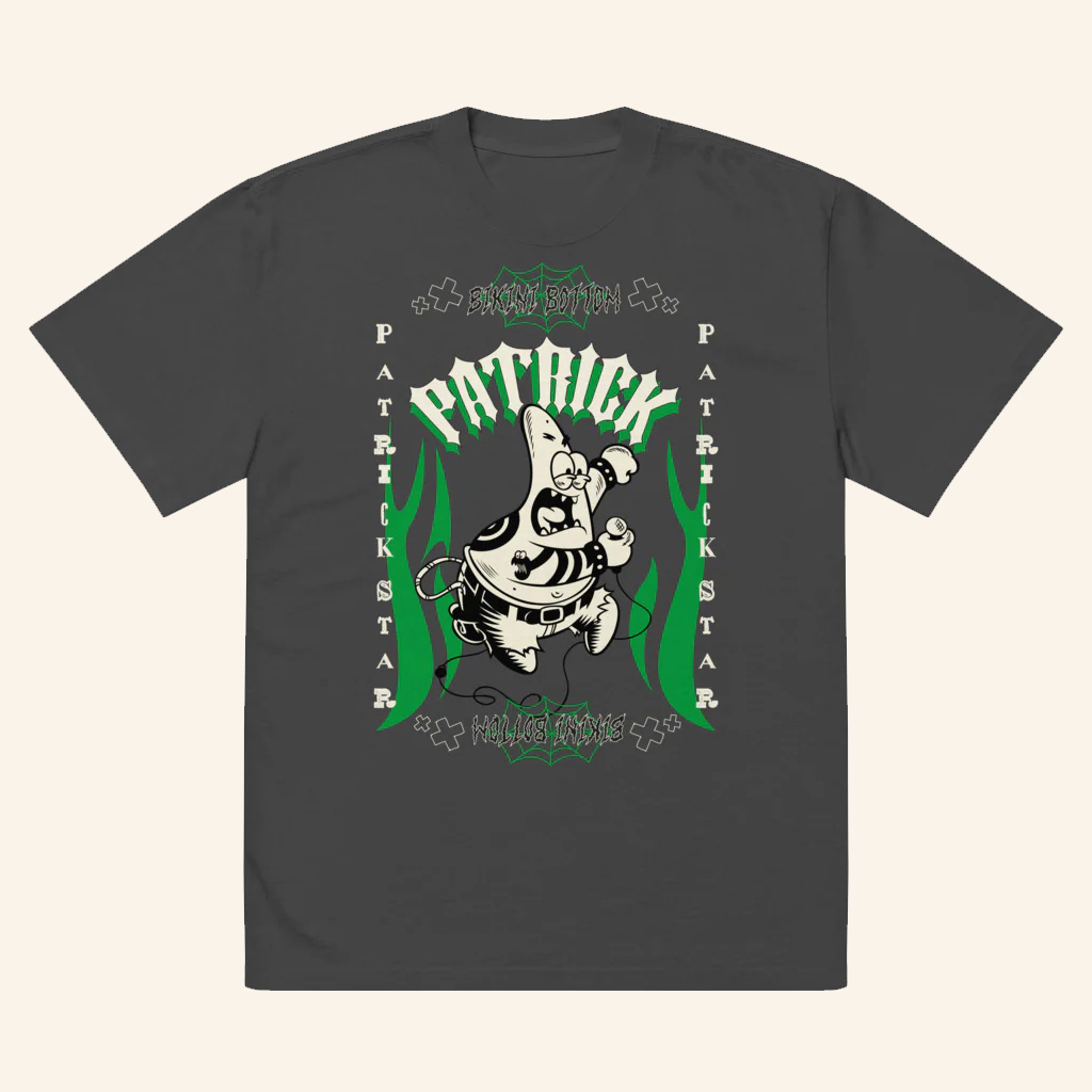 SpongeBob SquarePants Merch Patrick Punk Rock Faded T-Shirt Gifts For Him SpongeBob SquarePants Merch Patrick Punk Rock Faded T-Shirt Gifts For Him