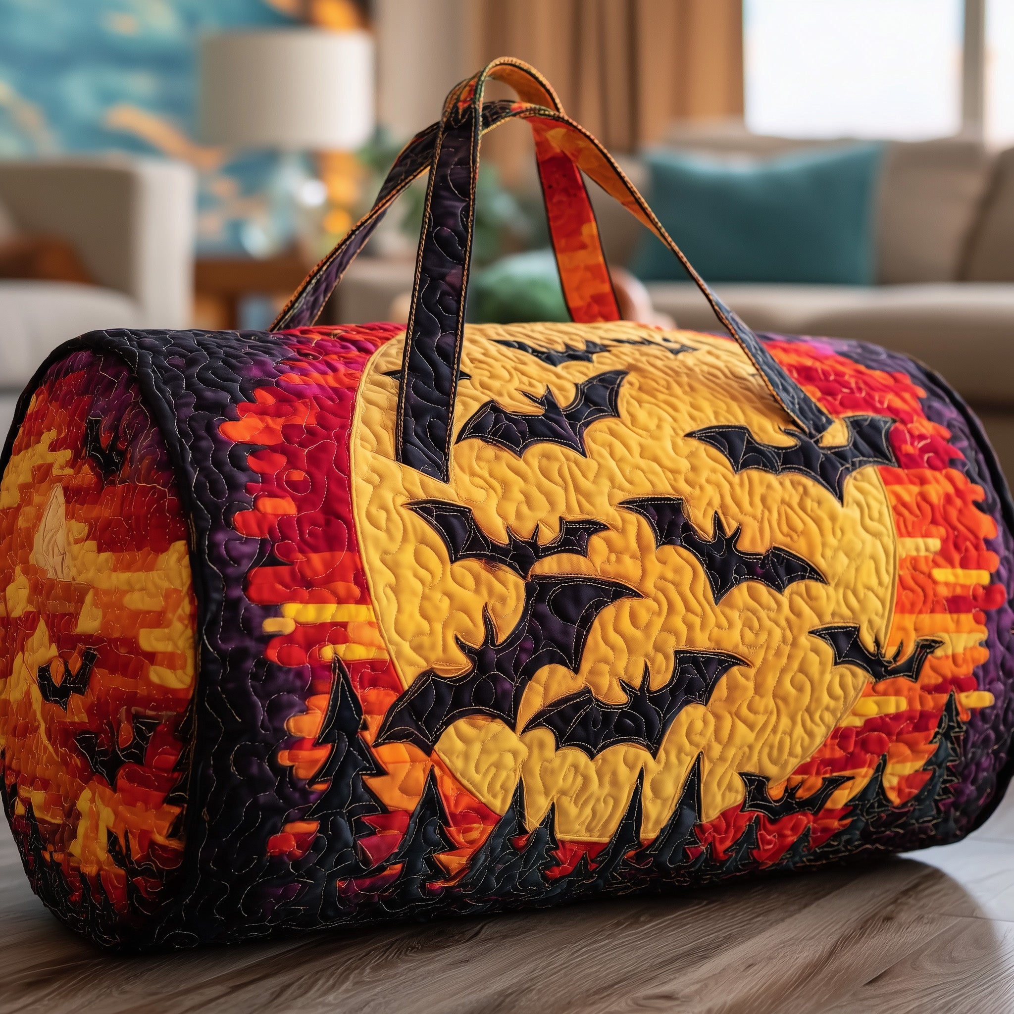 Spooky Bats Quilted Duffle Bag Durable And Lightweight