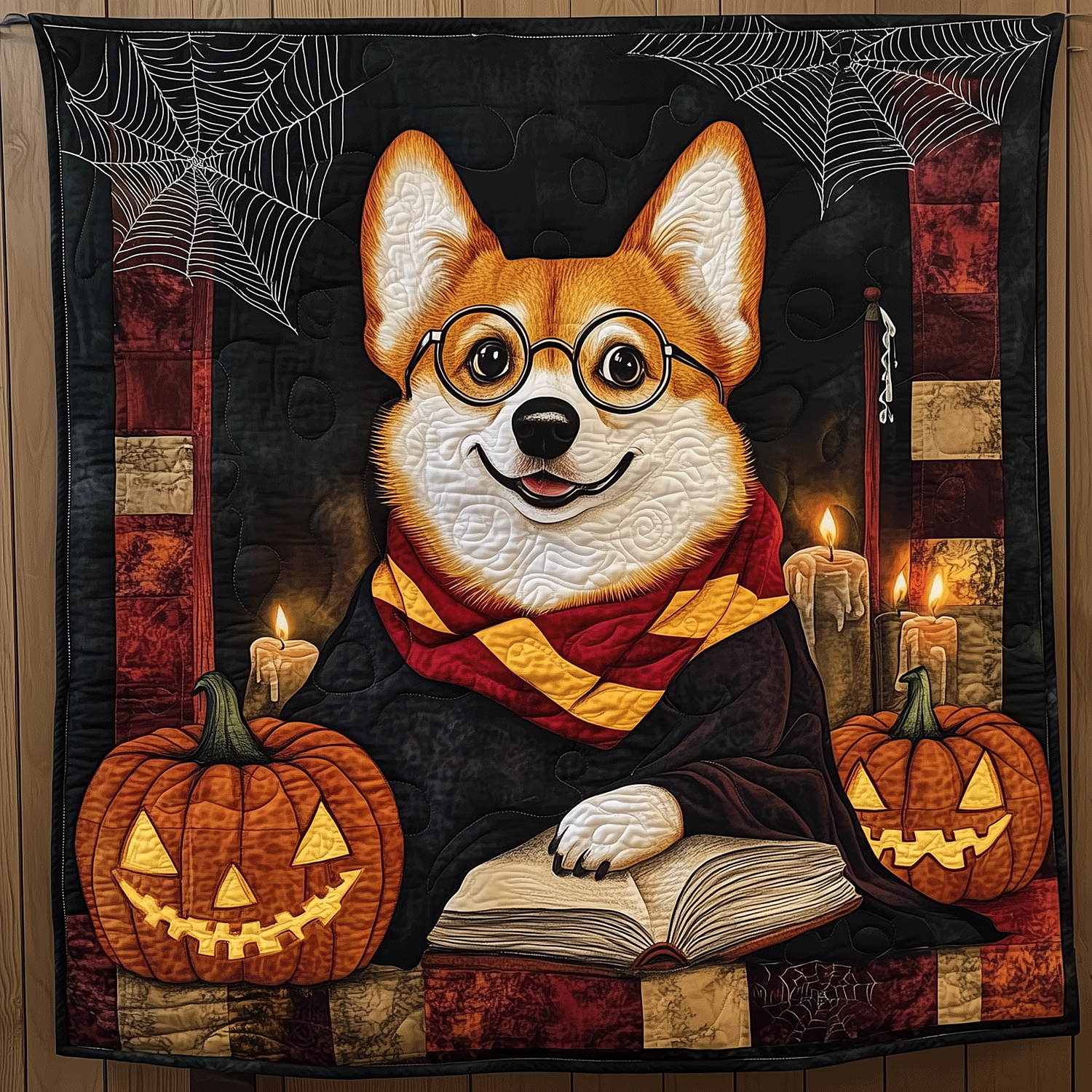 Spooky Corgi Magic Quilted Blanket Best Christmas Gifts For Dog Lovers