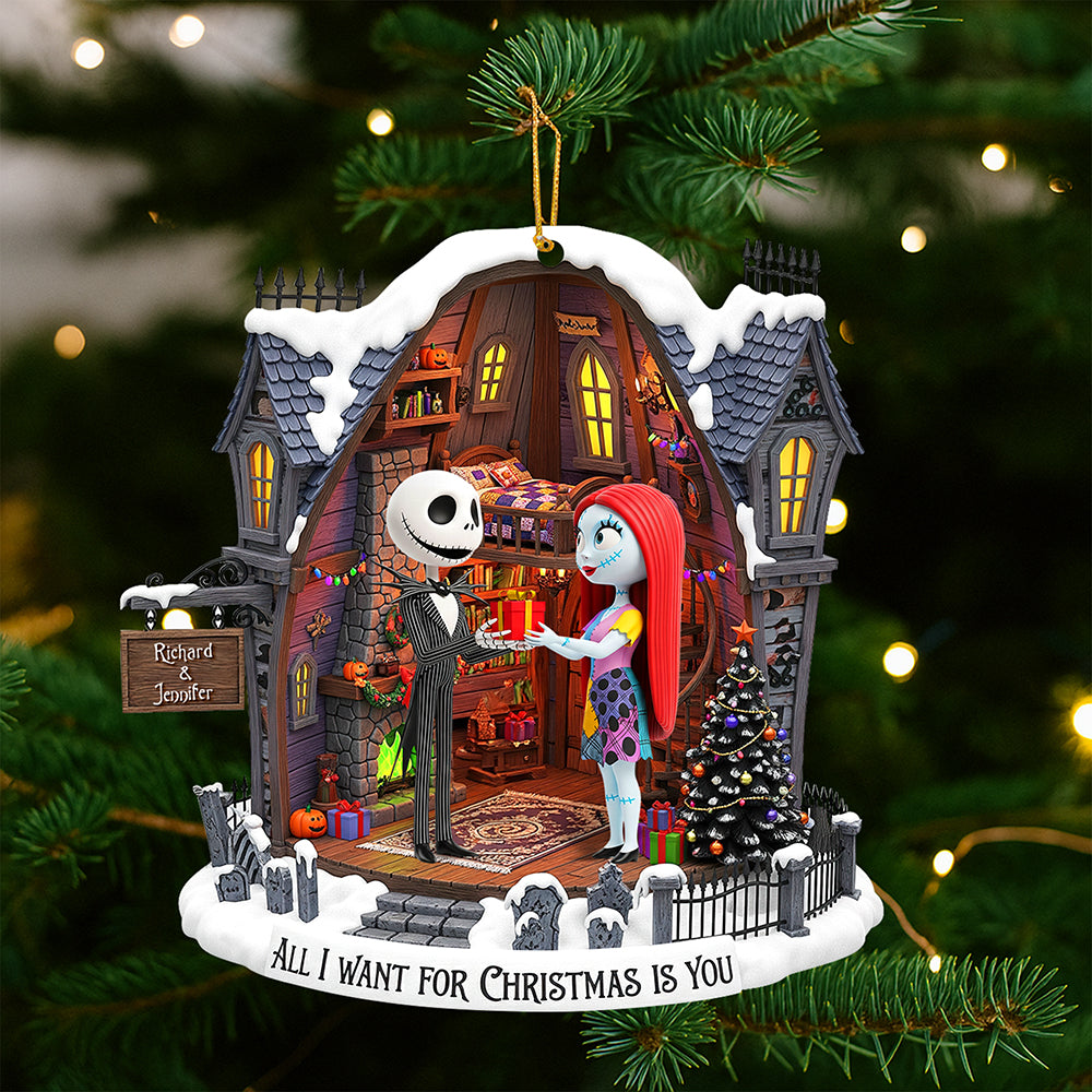 Spooky Couple Christmas Ornament - Personalized Gifts For Couple - Fun Holiday Ornament Gift