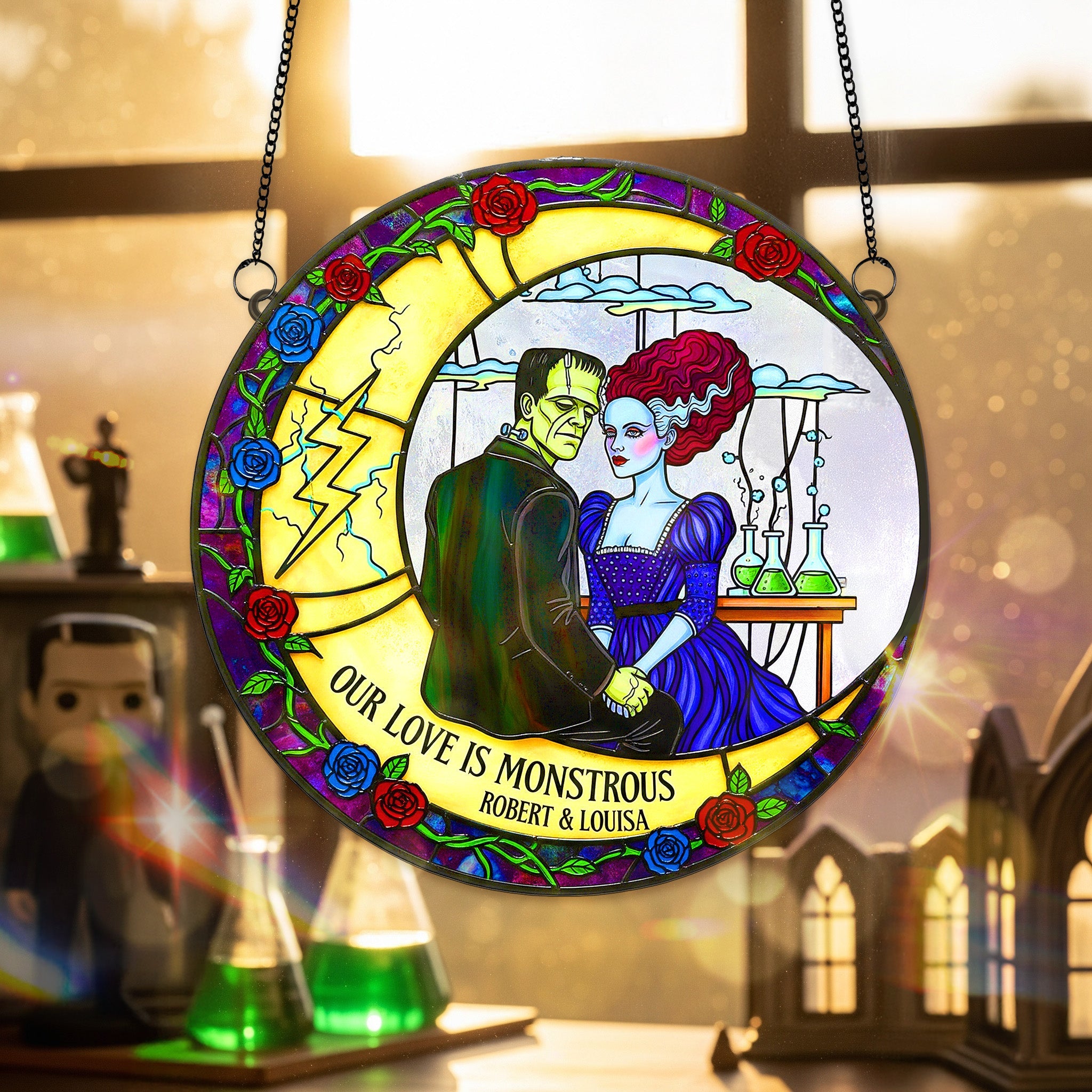 Spooky Couple Suncatcher Ornament - Personalized Gifts For Couple - Christmas Ornament Gift Idea