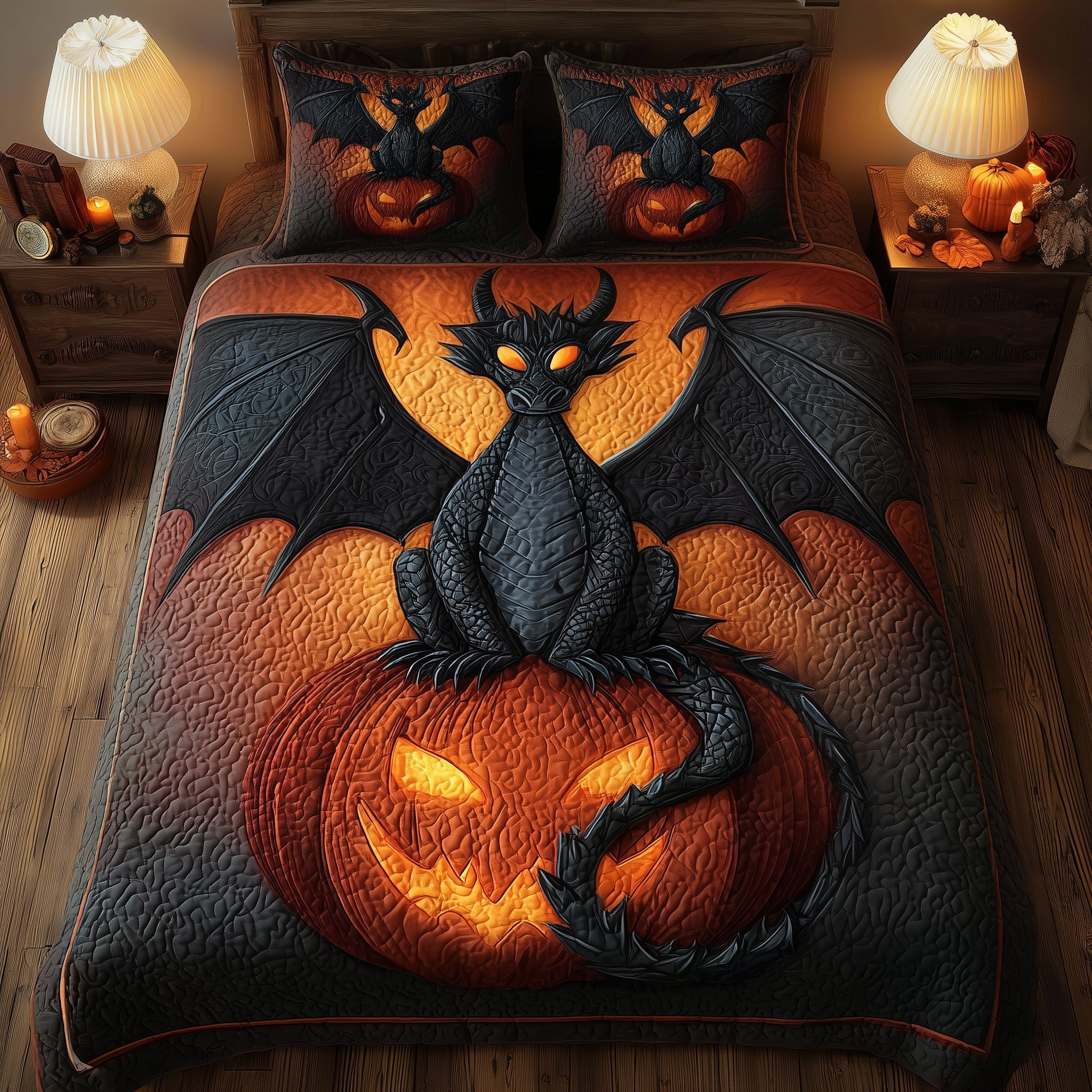 Spooky Dragon Quilted Bedding Set Housewarming Gift