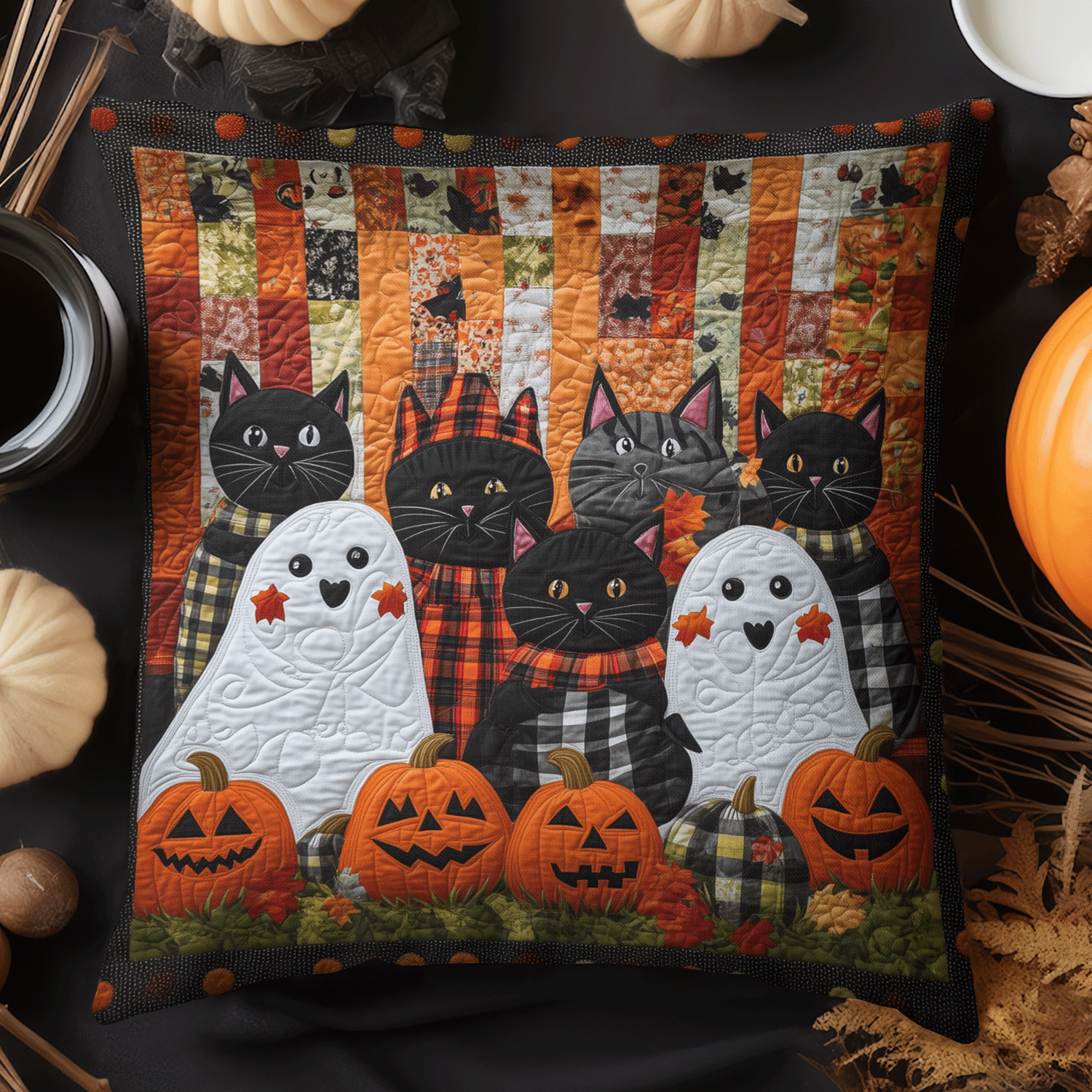Spooky Feline Pillow Case Christmas Pillow Cover