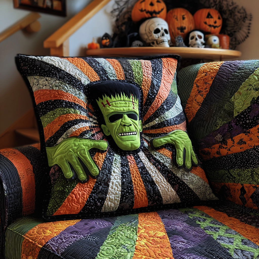 Spooky Frankenstein Quilted Pillow Case Holiday Pillow Covers Halloween Gifts For Girlfriend