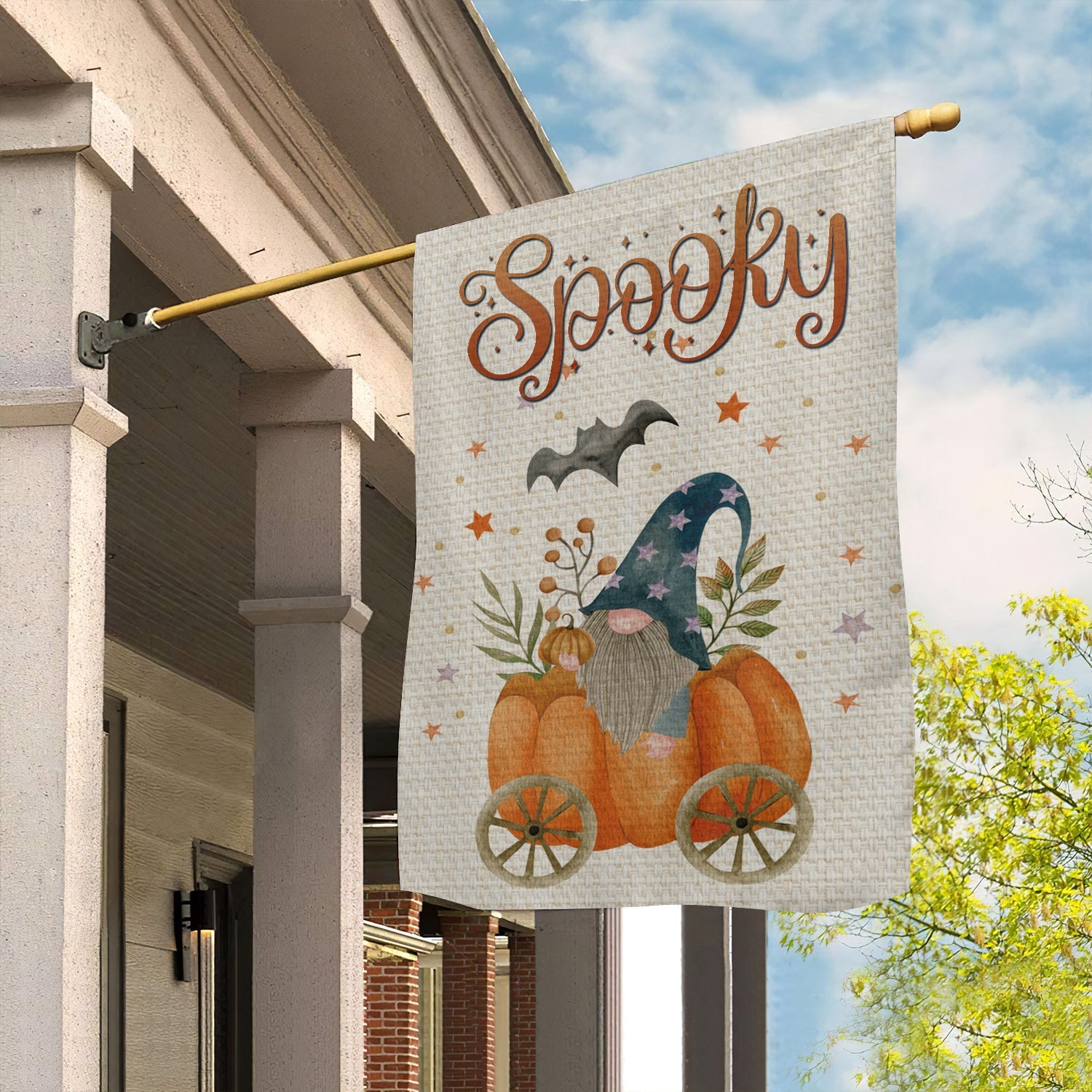Spooky Gnome And Bat Thanksgiving Flag Pumpkin Autumn Vibes Thanksgiving Pumpkin Lovers Gift