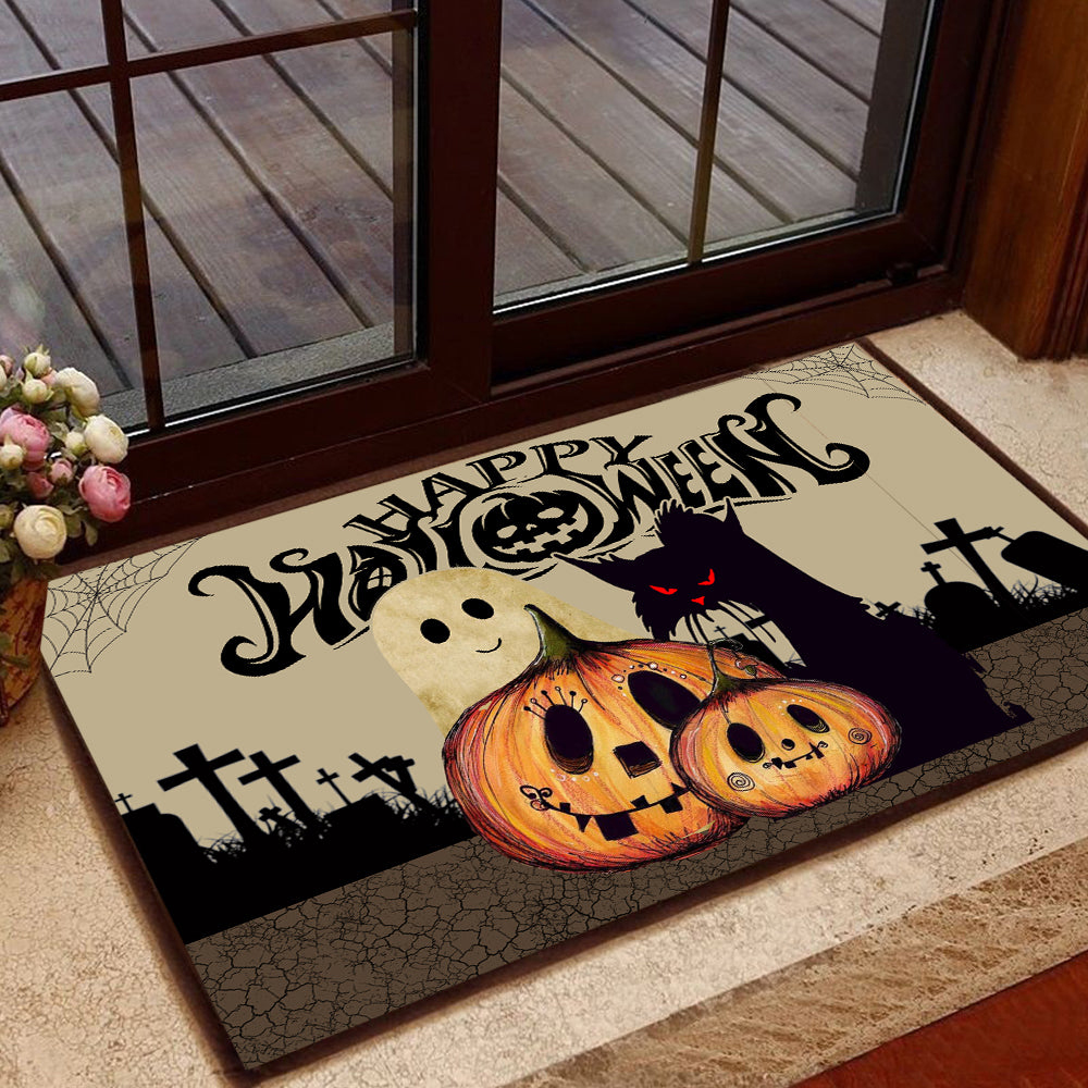 Spooky Halloween Cat Doormat Happy Halloween Housewarming Gift Doormat Decor Gift For Cat Lovers Cat Owners