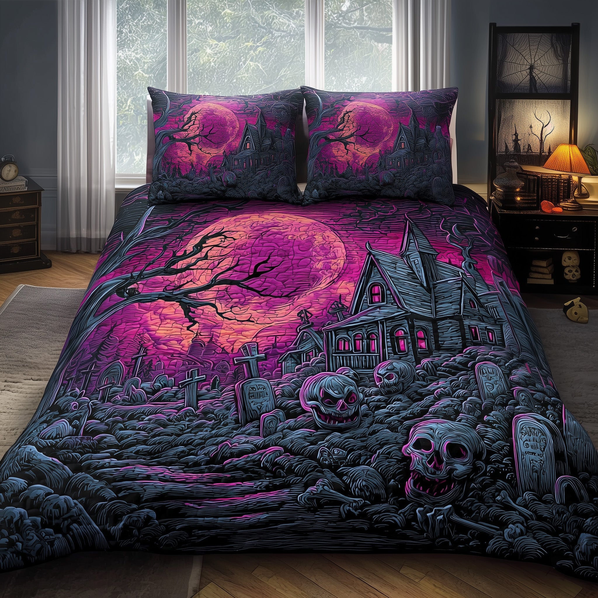 Spooky Halloween Quilted Bedding Set New Home Gift