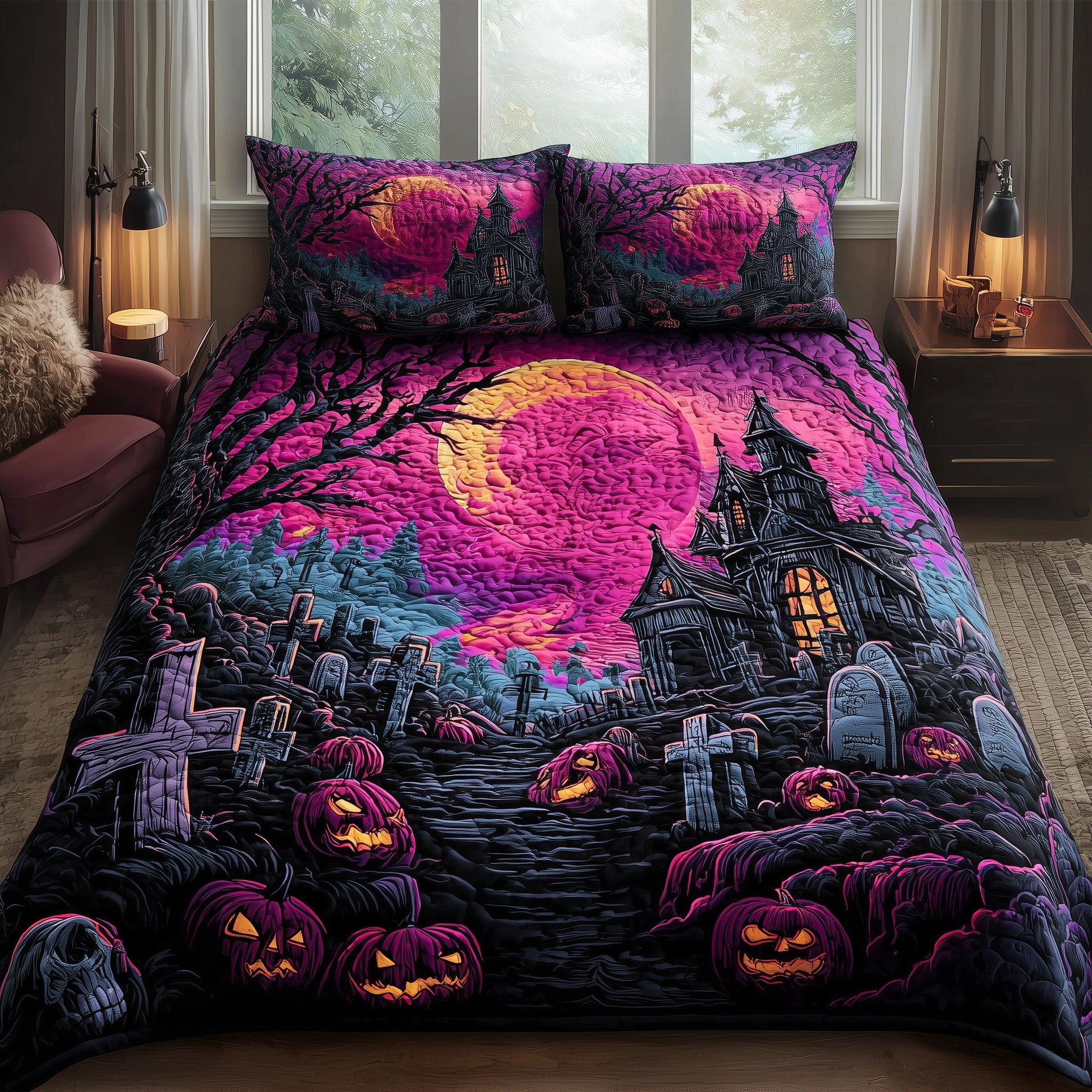 Spooky Halloween Quilted Bedding Set Wedding Gift