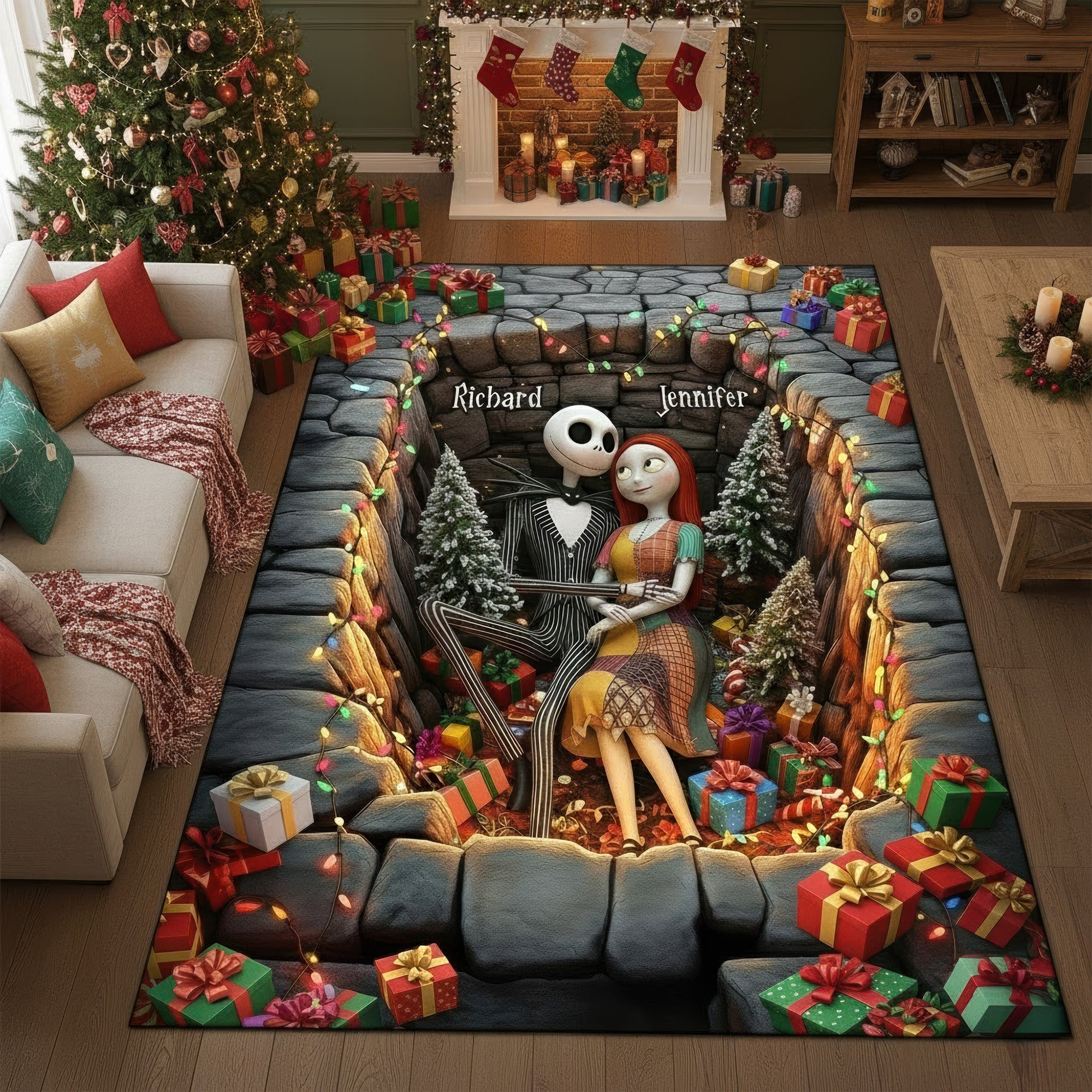 Spooky Love Doormat - Personalized Gifts For Couple - Funny Gift Ideas For Christmas Party Game