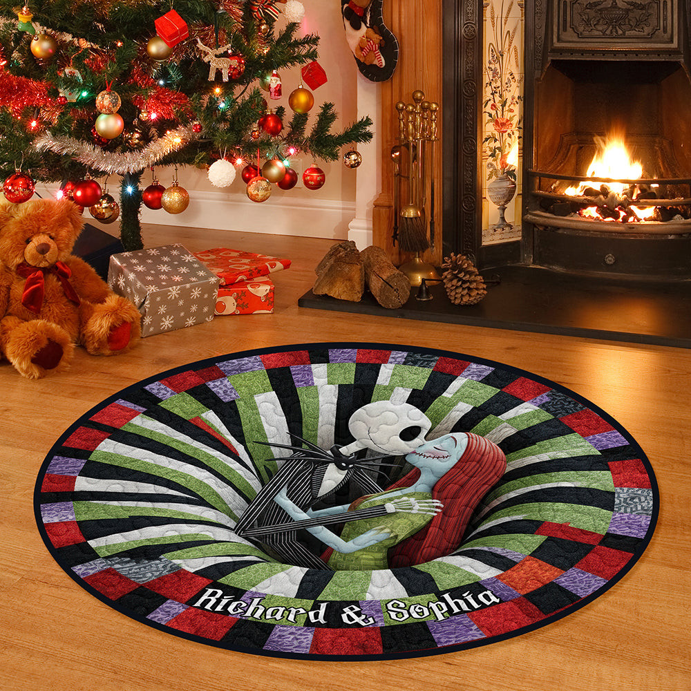 Spooky Love Quilted Round Mat - Personalized Gifts For Couple - Secret Santa Gifts Funny Ideas