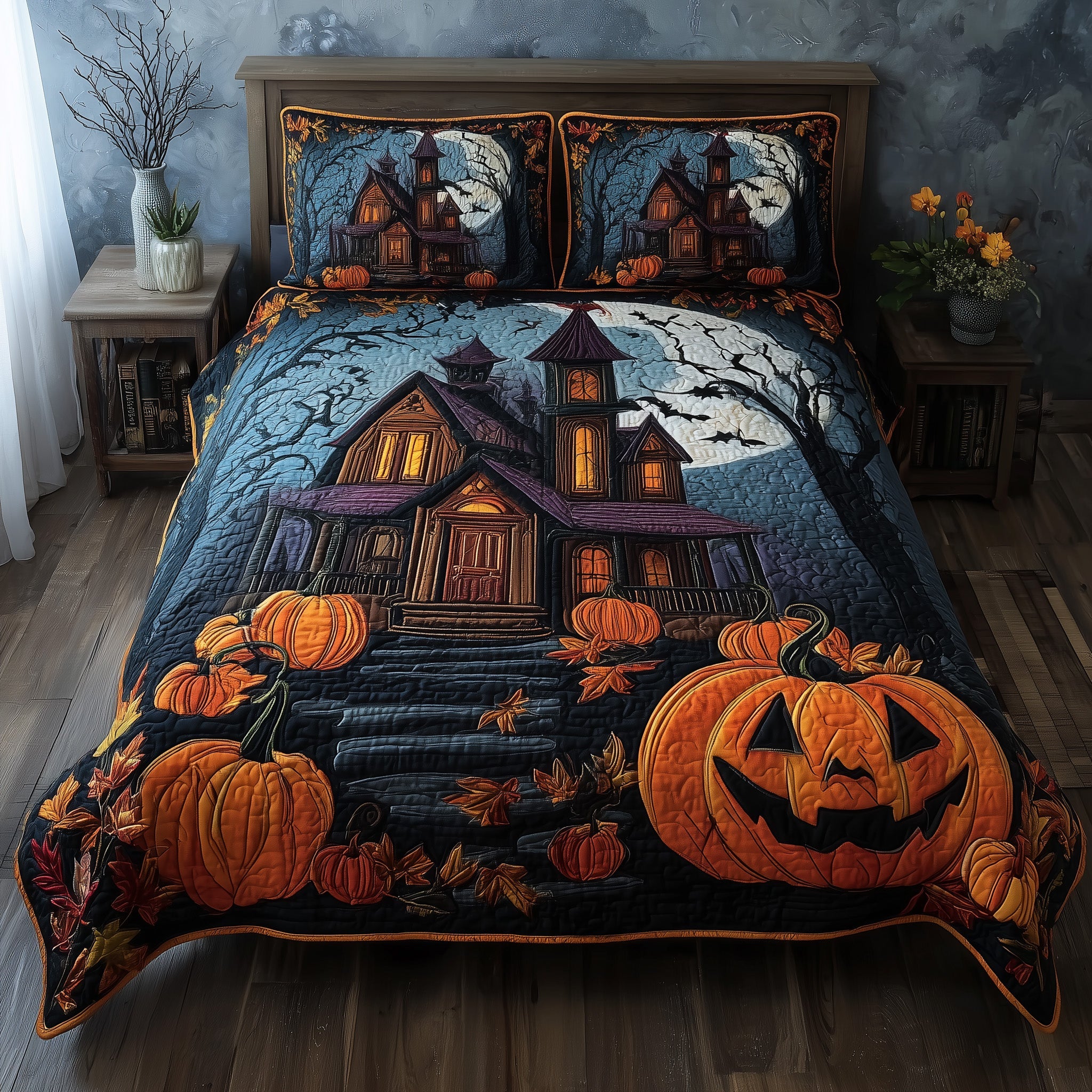 Spooky Manor Quilted Bedding Set All-Season
