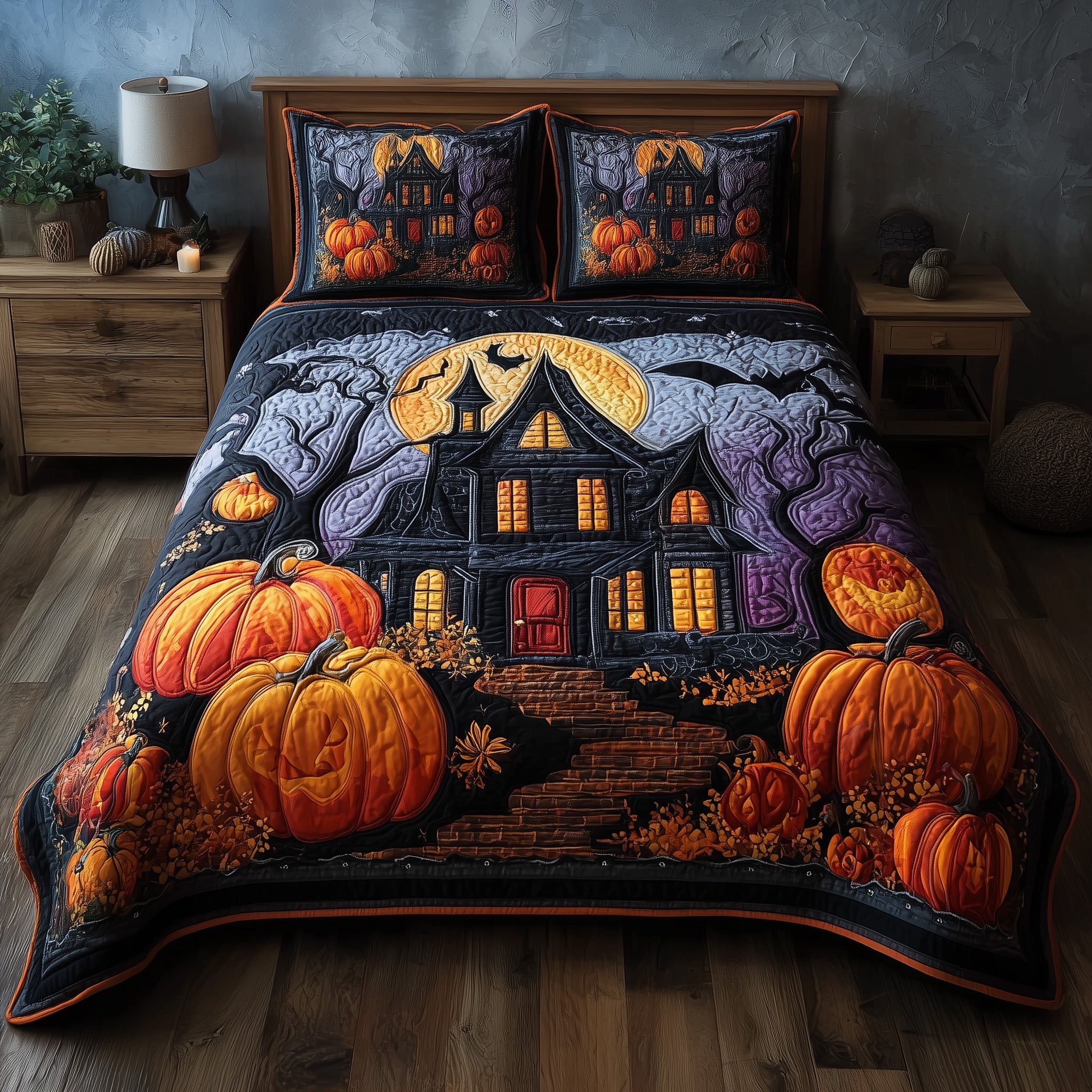 Spooky Manor Quilted Bedding Set Breathable