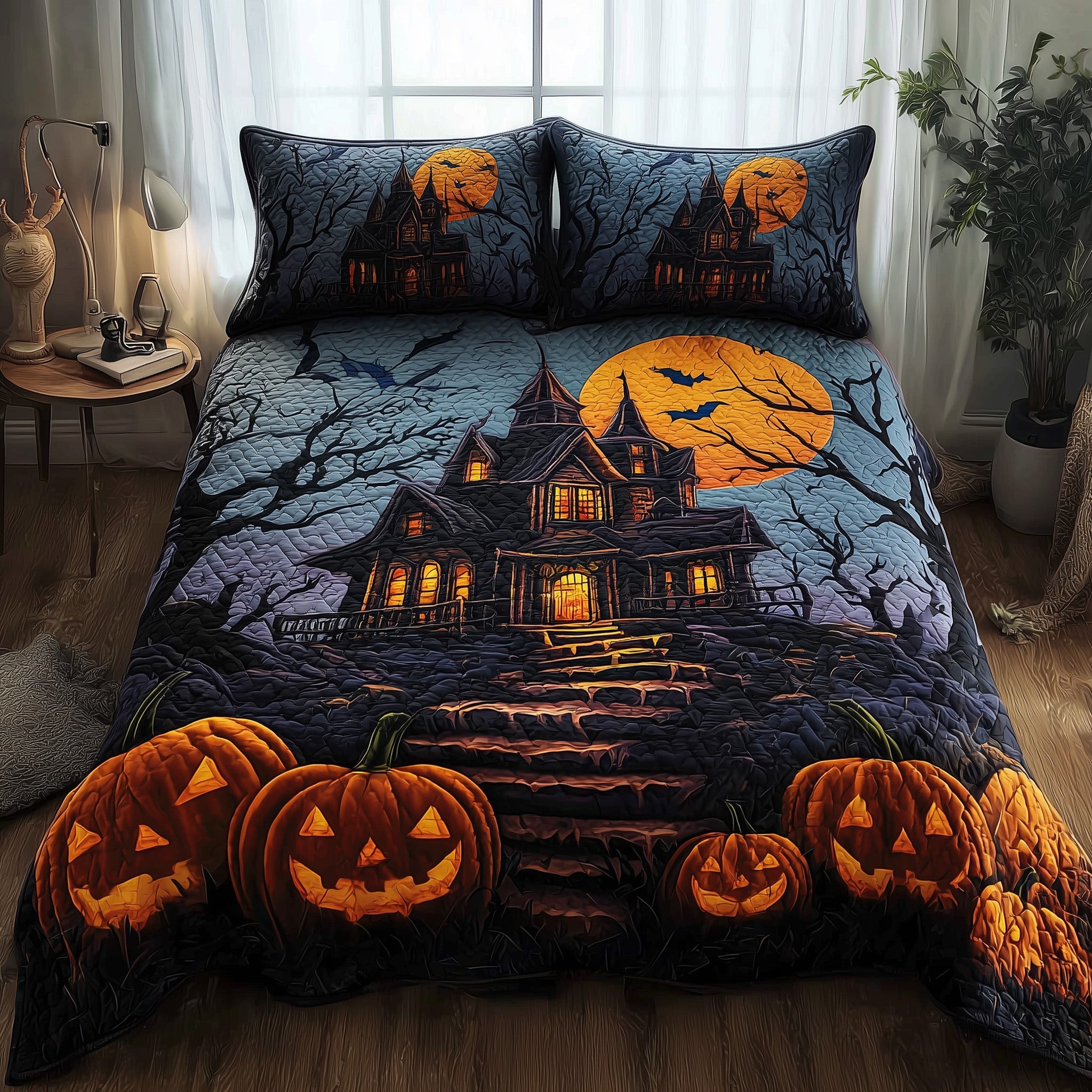 Spooky Manor Quilted Bedding Set Durable & Long-lasting