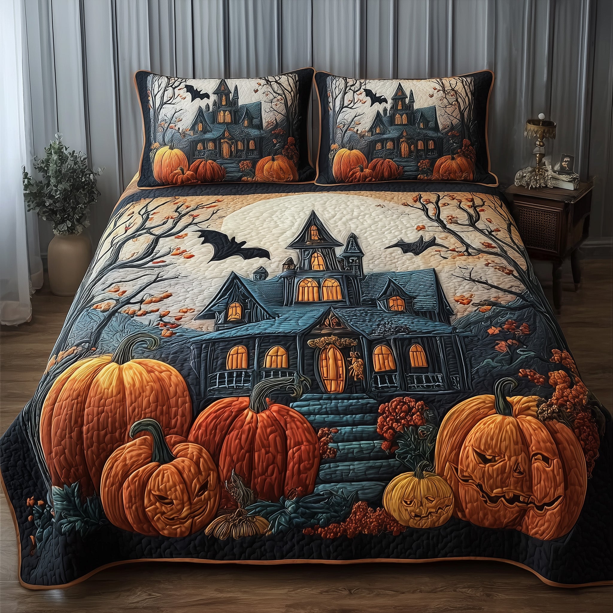 Spooky Manor Quilted Bedding Set For Men