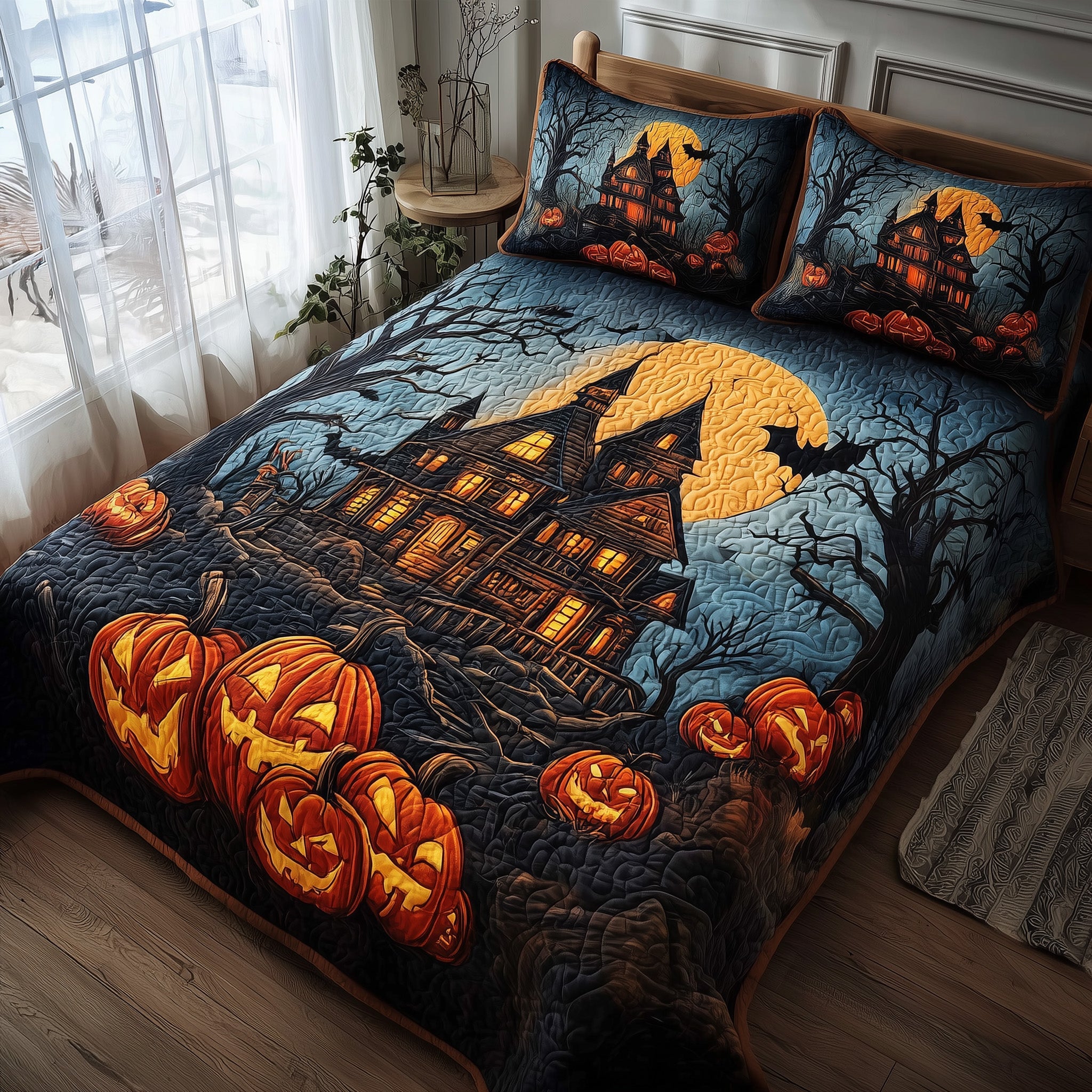 Spooky Manor Quilted Bedding Set Soft & Smooth