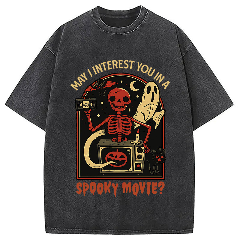 Spooky Movie Washed T-Shirt Unisex Streetwear Graphic Style Gifts For Sister
