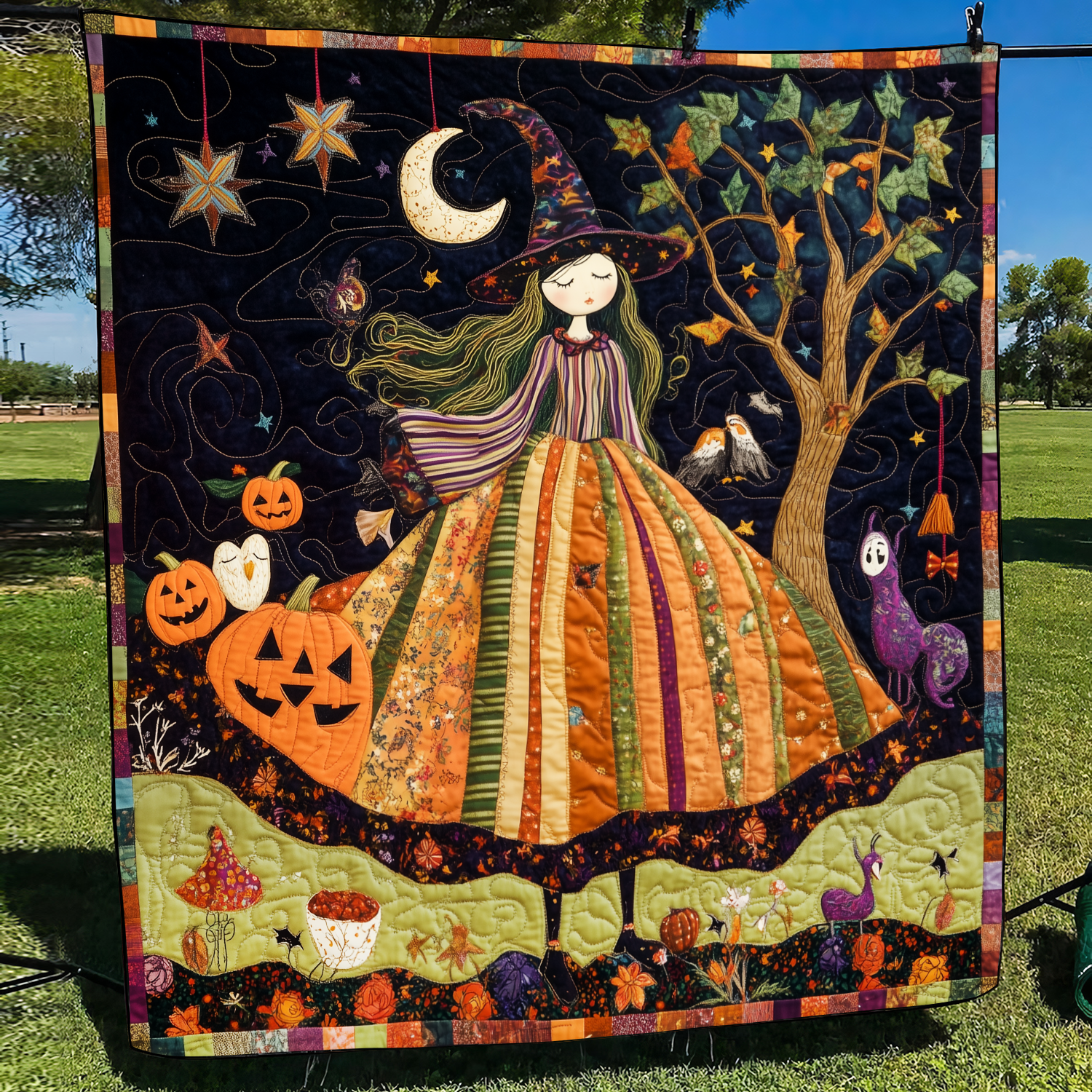 Spooky Night Quilted Blanket Halloween Anniversary Gifts