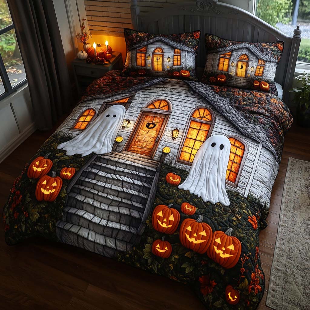 Spooky Nightfall Quilted Bedding Set Bed Decor Ideas Unique Halloween Gifts
