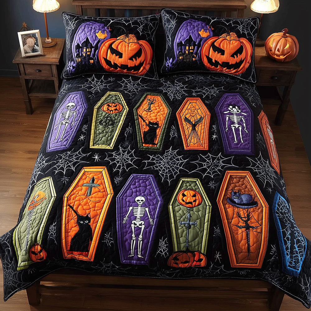 Spooky Nightfall Quilted Bedding Set Spooky Bed Sheets Best Gifts For Family