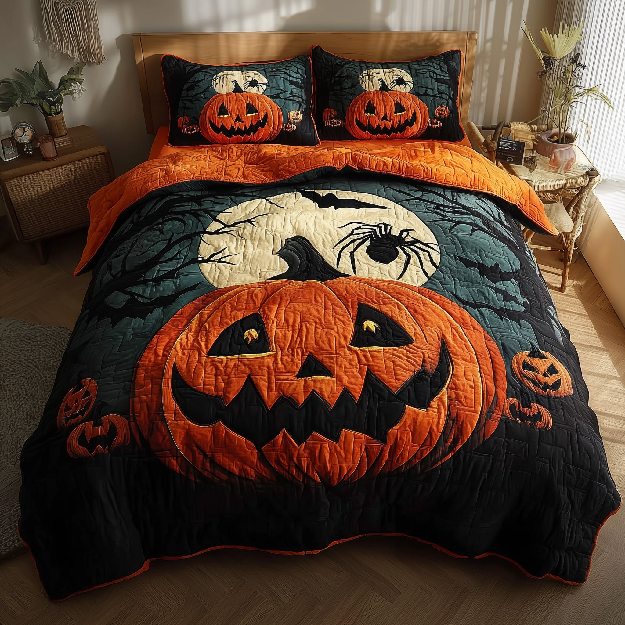 Spooky Nights Quilted Bedding Set Create a Cozy Space
