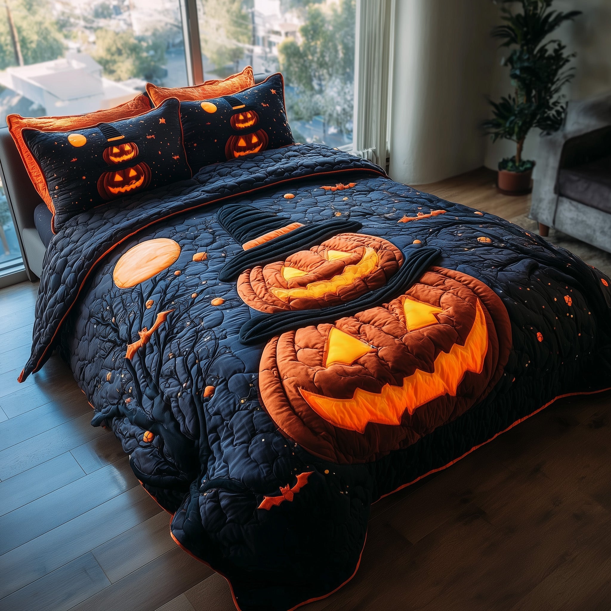 Spooky Nights Quilted Bedding Set For Family