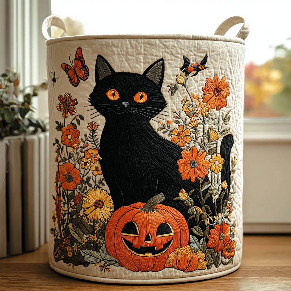 Spooky Paws Quilted Laundry Basket Merch For Her