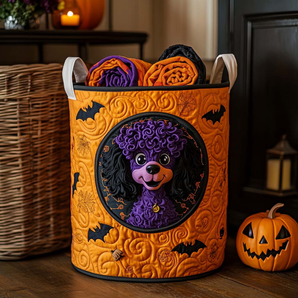 Spooky Poodle Quilted Laundry Basket Perfect Gift For Your House