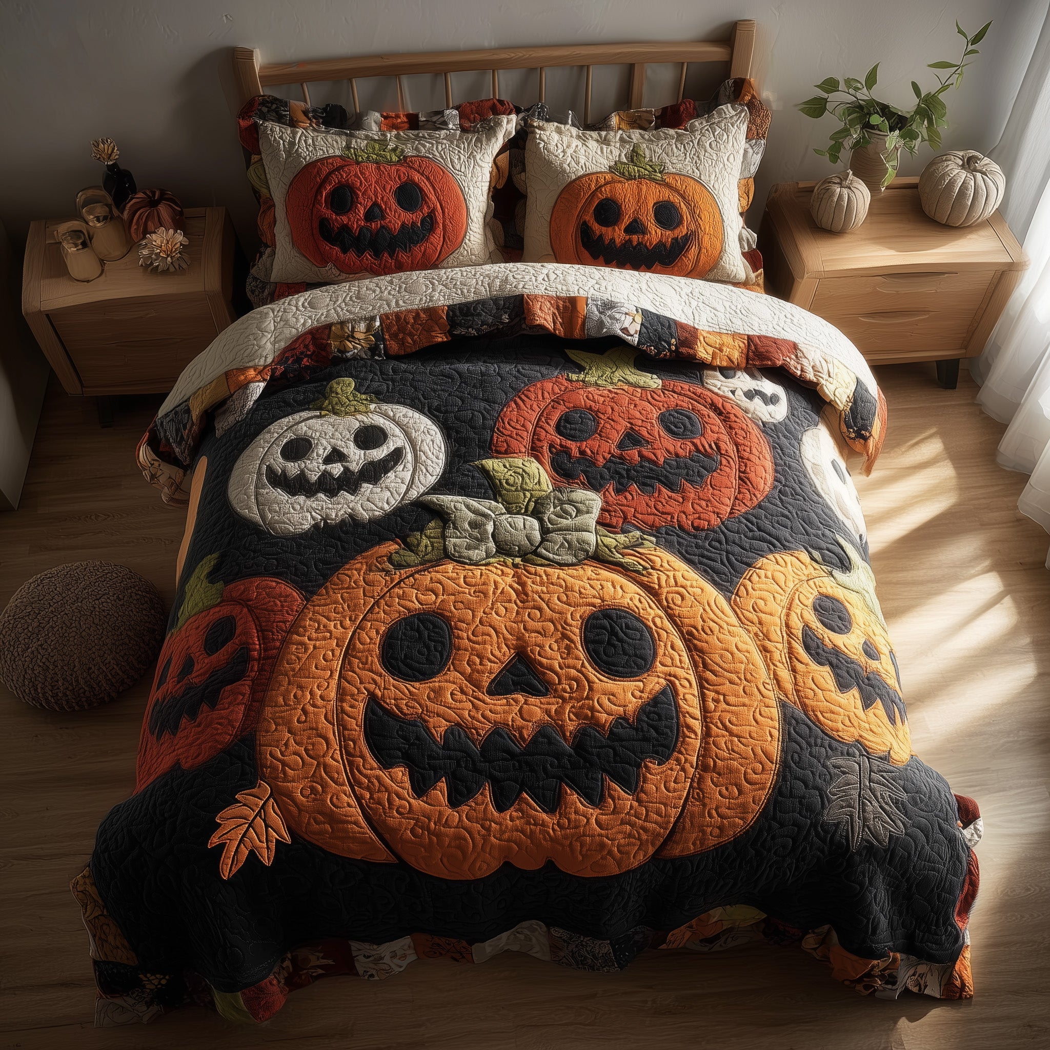 Spooky Pumpkin Quilted Bedding Set Refresh Your Room