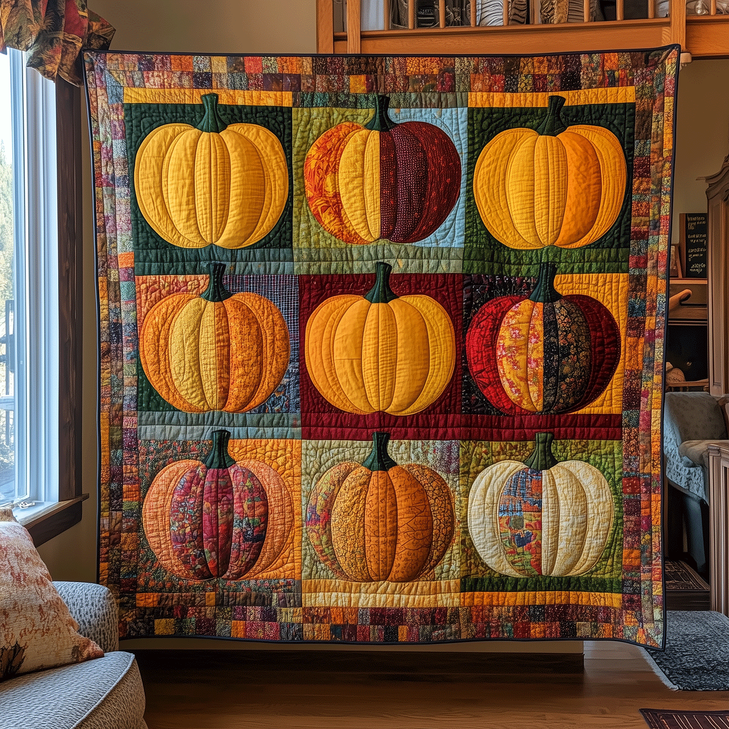 Spooky Pumpkin Quilted Blanket Spooky Gifts For Her