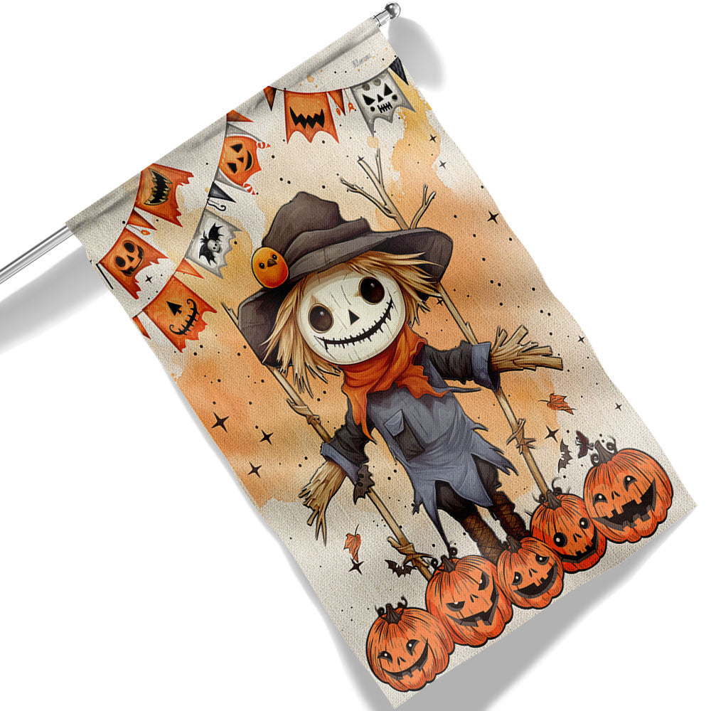 Spooky Scarecrow Fall Halloween Pumpkin Flag
