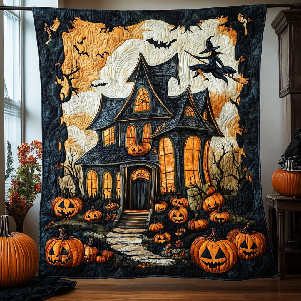 Spooky Season Halloween Magic Quilted Blanket Spooky Gifts For Her