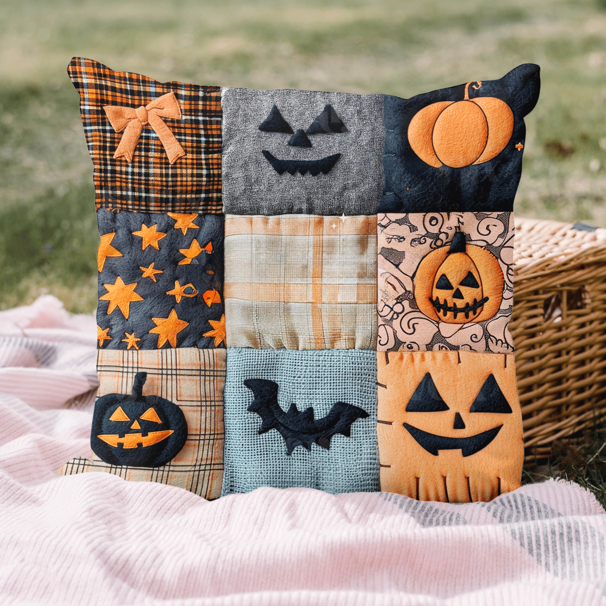 Spooky Season Halloween Quilted Pillow Case Santa Christmas Pillow Cover