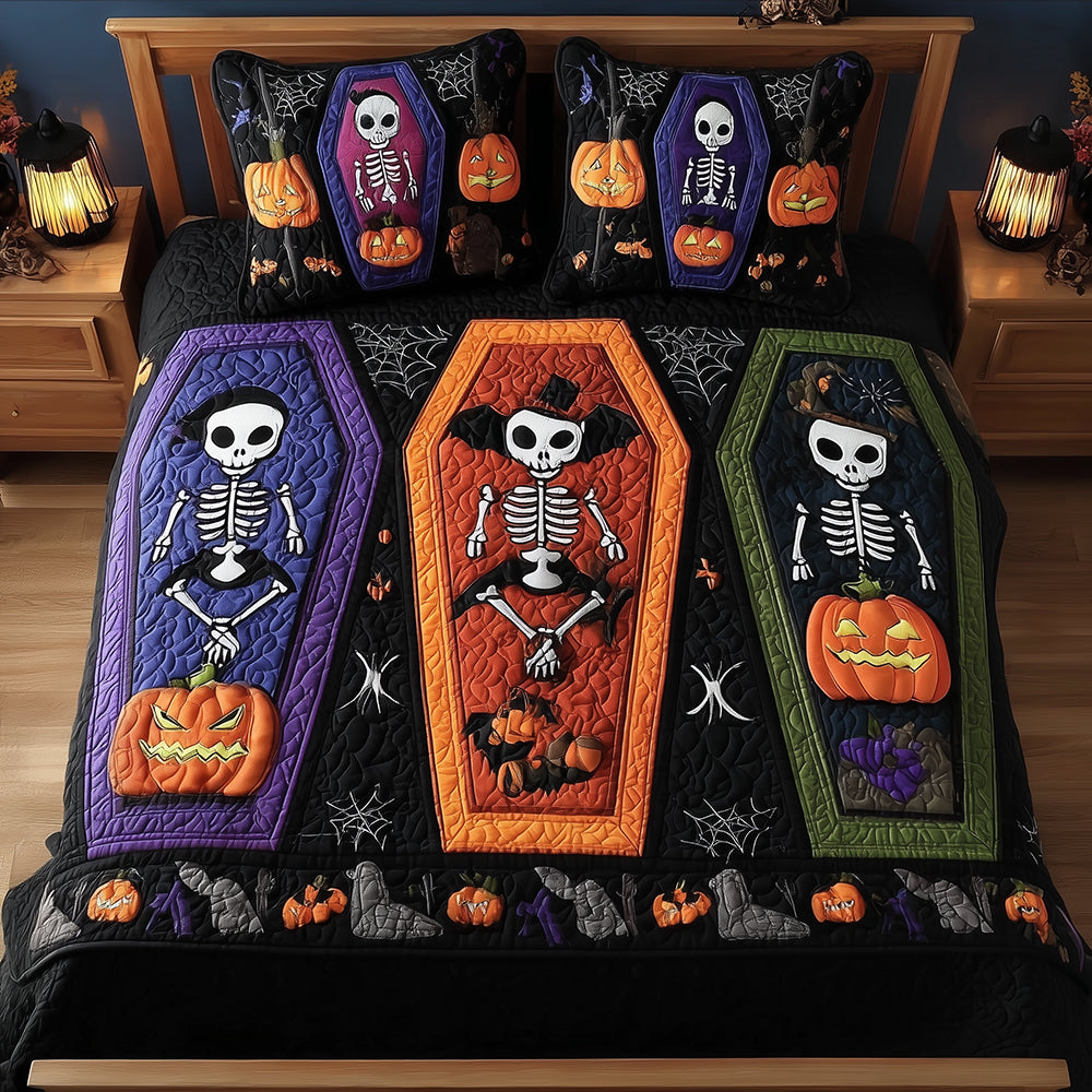 Spooky Slumber Quilted Bedding Set Halloween Bed Spread Gift Ideas For Family