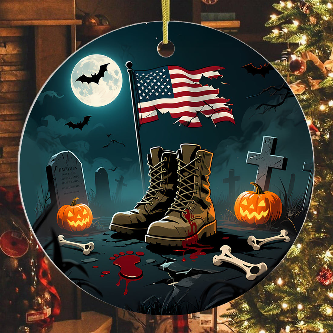 Spooky Soldier Boots Halloween Ornament Pumpkin Art Fright Night Gifts For Military