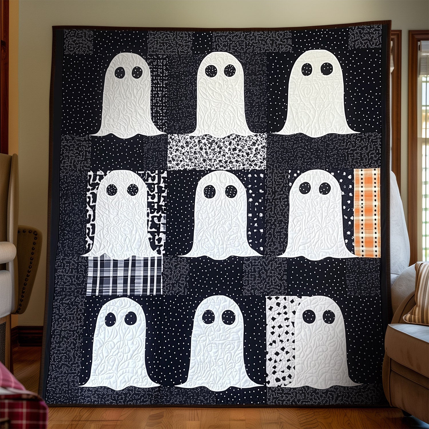 Spooky Spirits Quilted Blanket Halloween Anniversary Gifts