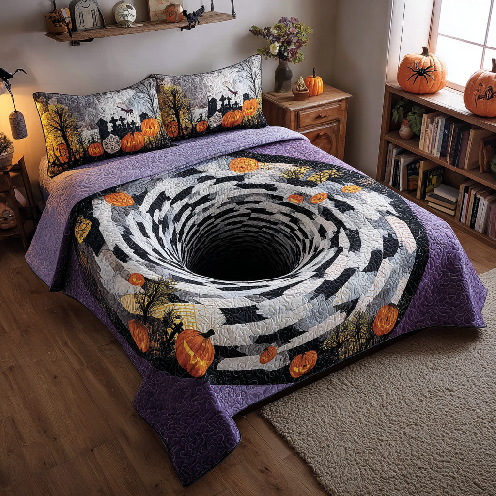 Spooky Swirl Quilted Bedding Set Halloween Bedding Sets Unique Present For Family