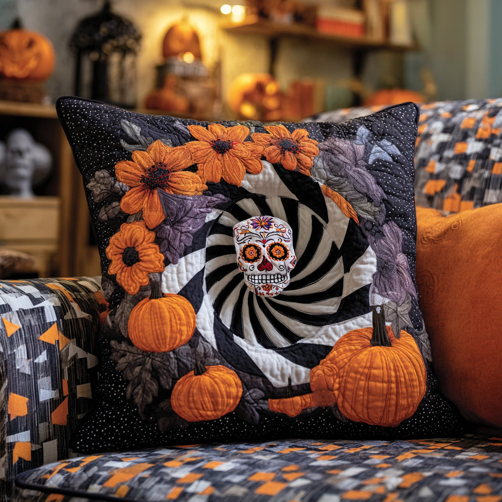 Spooky Swirl Quilted Pillow Case Holiday Pillow Case Halloween Gifts For Girlfriend
