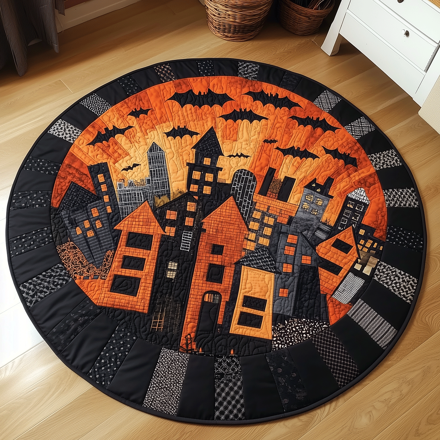 Spooky Town Quilted Round Mat Foyer Decor Ideas Christmas Gifts For Siblings