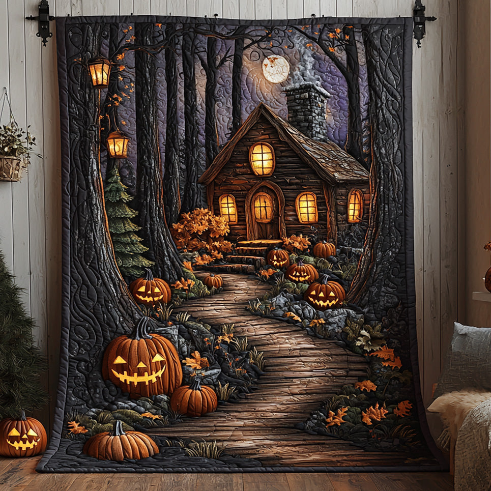 Spooky Trails Quilted Blanket Cute Halloween Blanket Xmas Gifts For Family