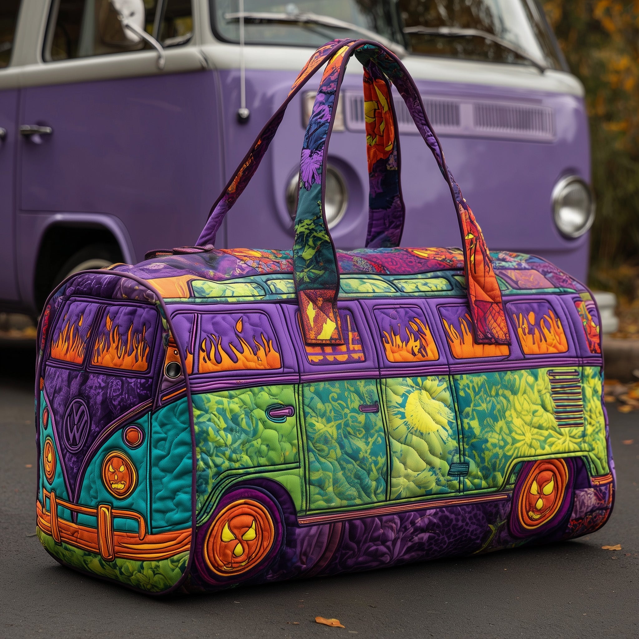 Spooky Van Quilted Duffle Bag Anniversary Gift Idea
