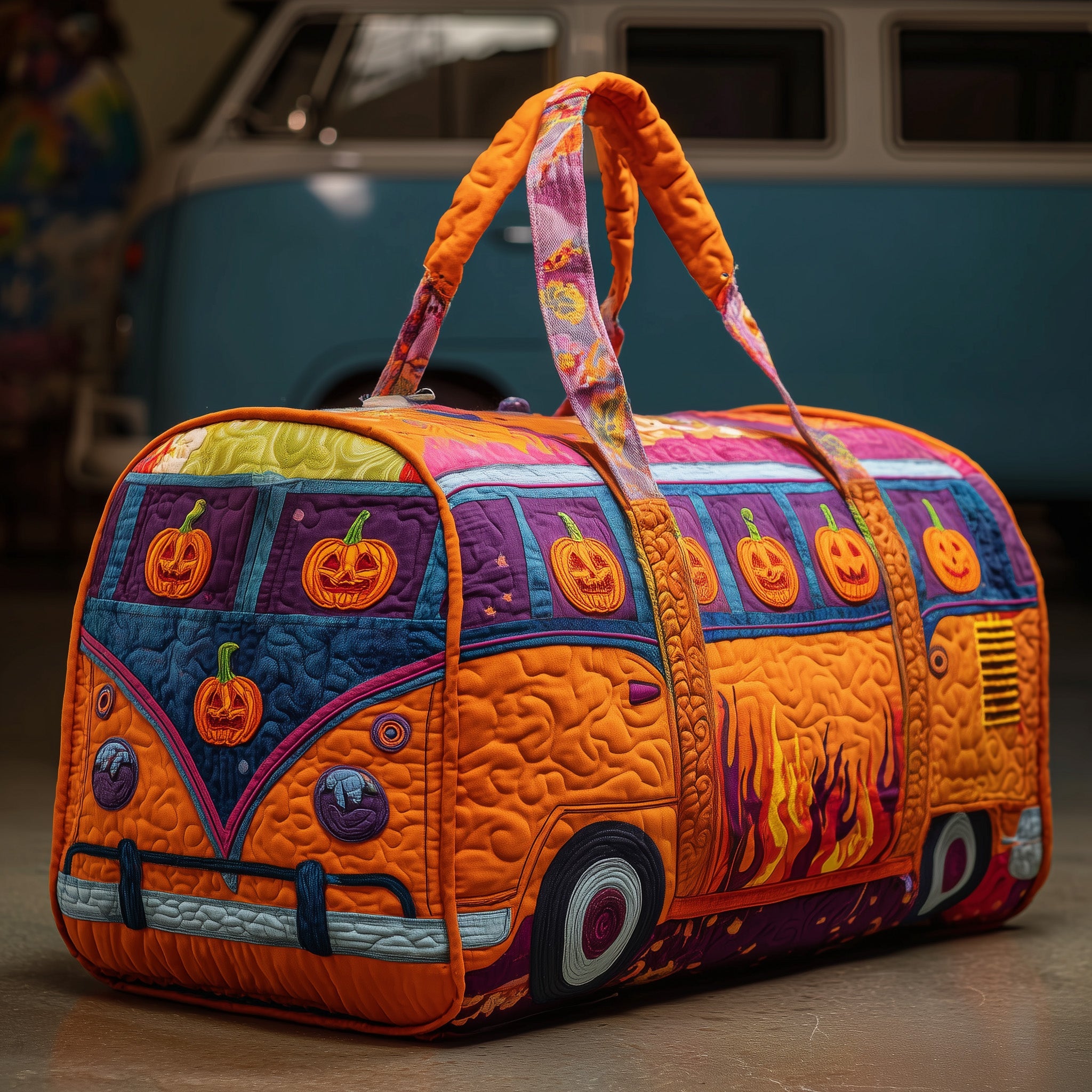 Spooky Van Quilted Duffle Bag Fall Gift Choice