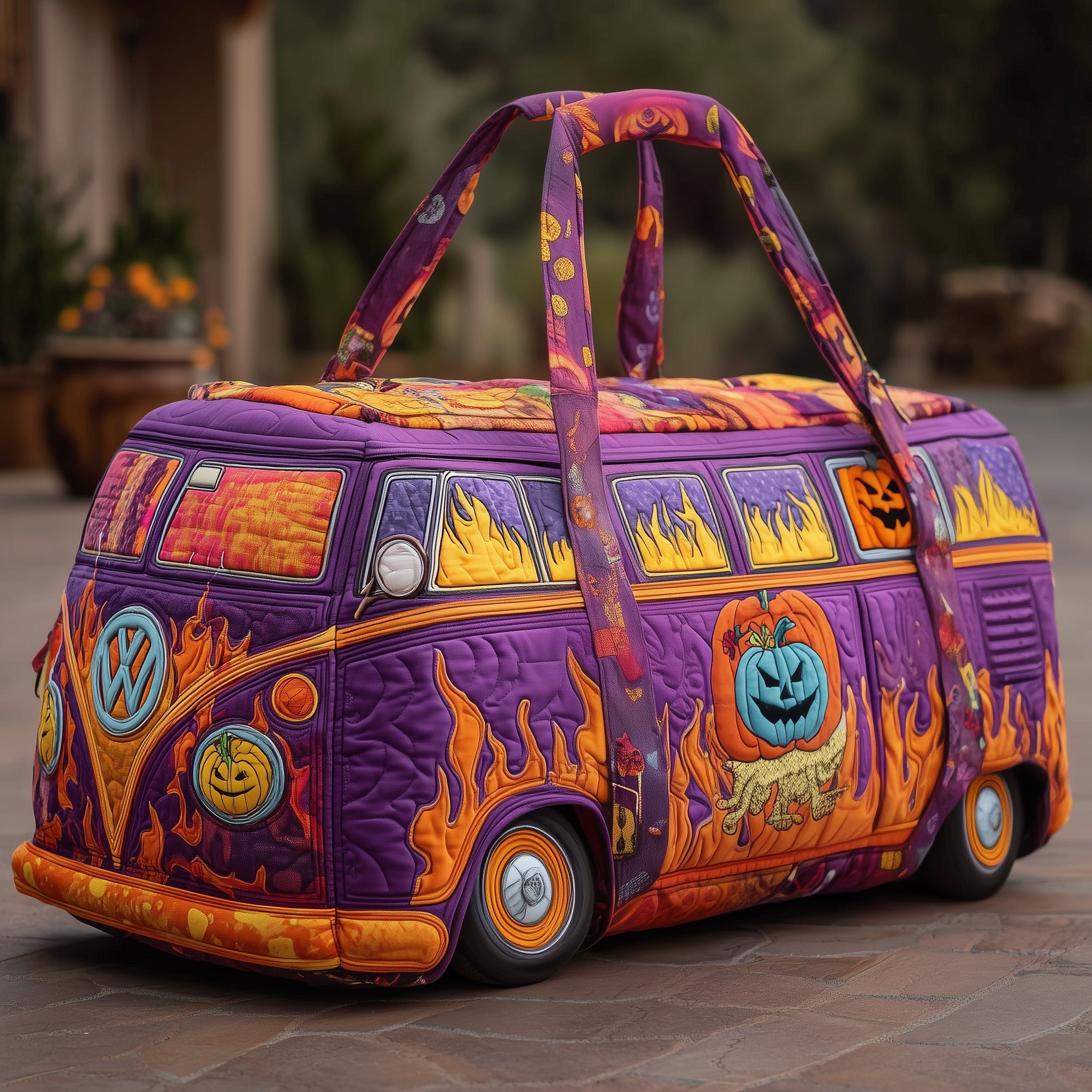 Spooky Van Quilted Duffle Bag Spring Gift Idea