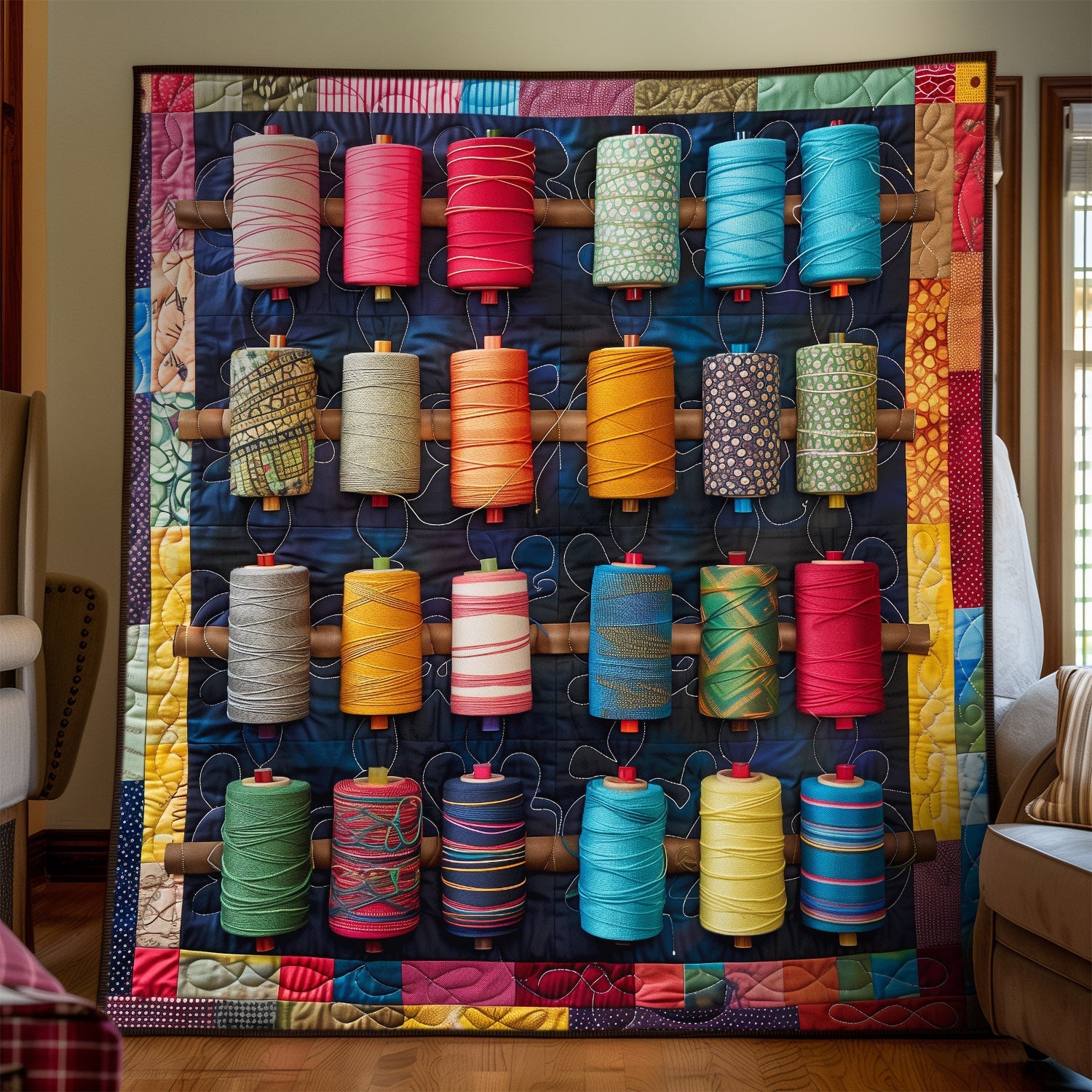 Spools of Color Quilted Blanket Cute Blankets For Teens