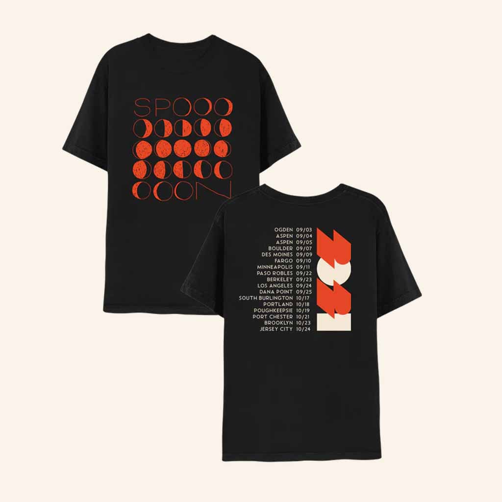 Spoon Merch Moon Phases Tour Black T-Shirt Music Related Gifts For Guys