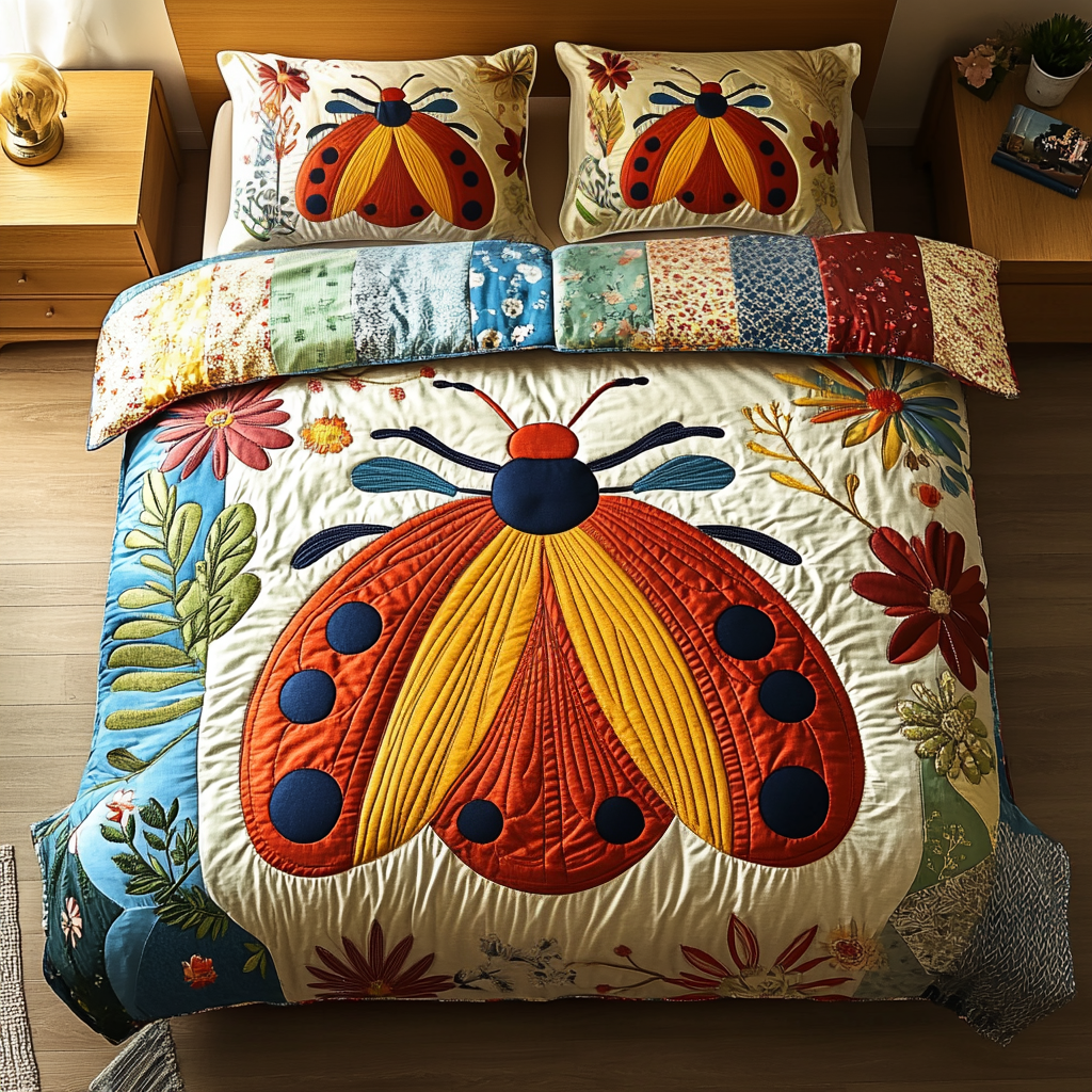Spotted Delight Quilted Bedding Set Bed Decorations Ladybug Gifts For Women