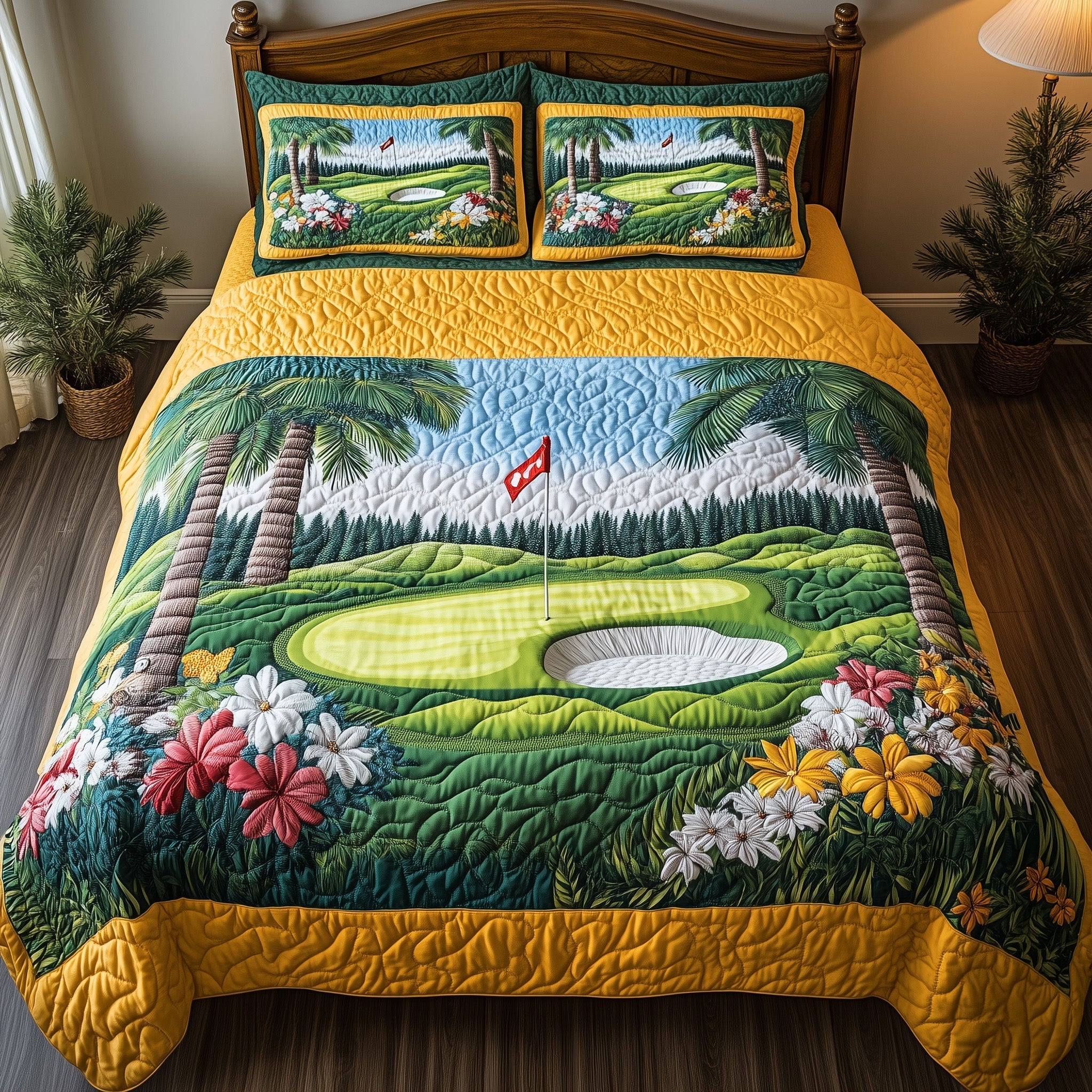 Spring at the Fairway Quilted Bedding Set Duvet Cover Merchandise Golf Xmas Ideas