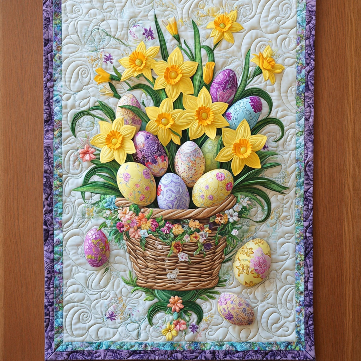 Spring Awakening Quilted Table Runner Rustic Easter Table Decor Gifts For Family
