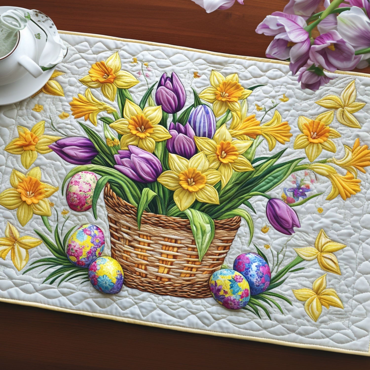 Spring Basket Beauty Quilted Table Runner Easter Table Ideas Best Family Gifts